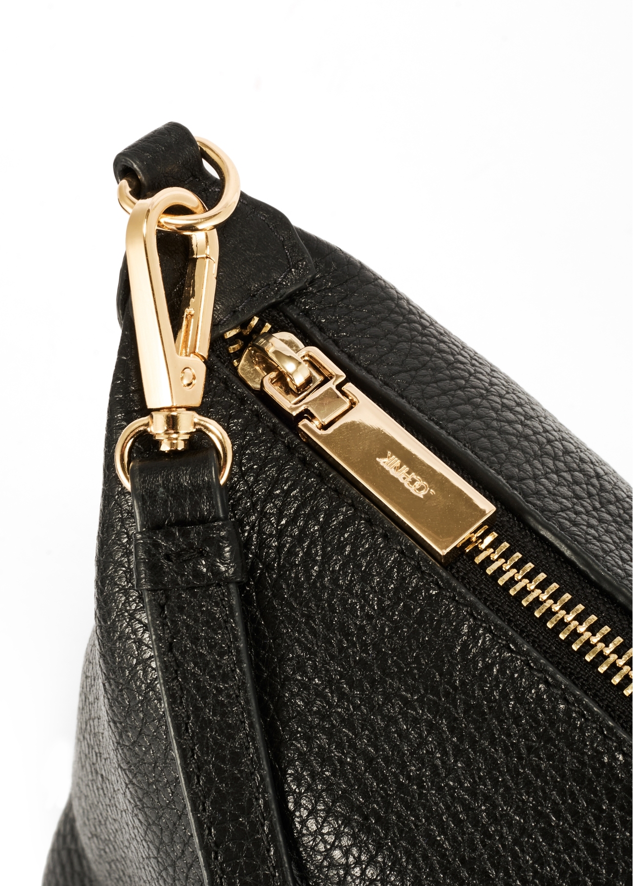 Black compact women's handbag TORES-0981D-99(Z25), close-up of product detail, view on white background.