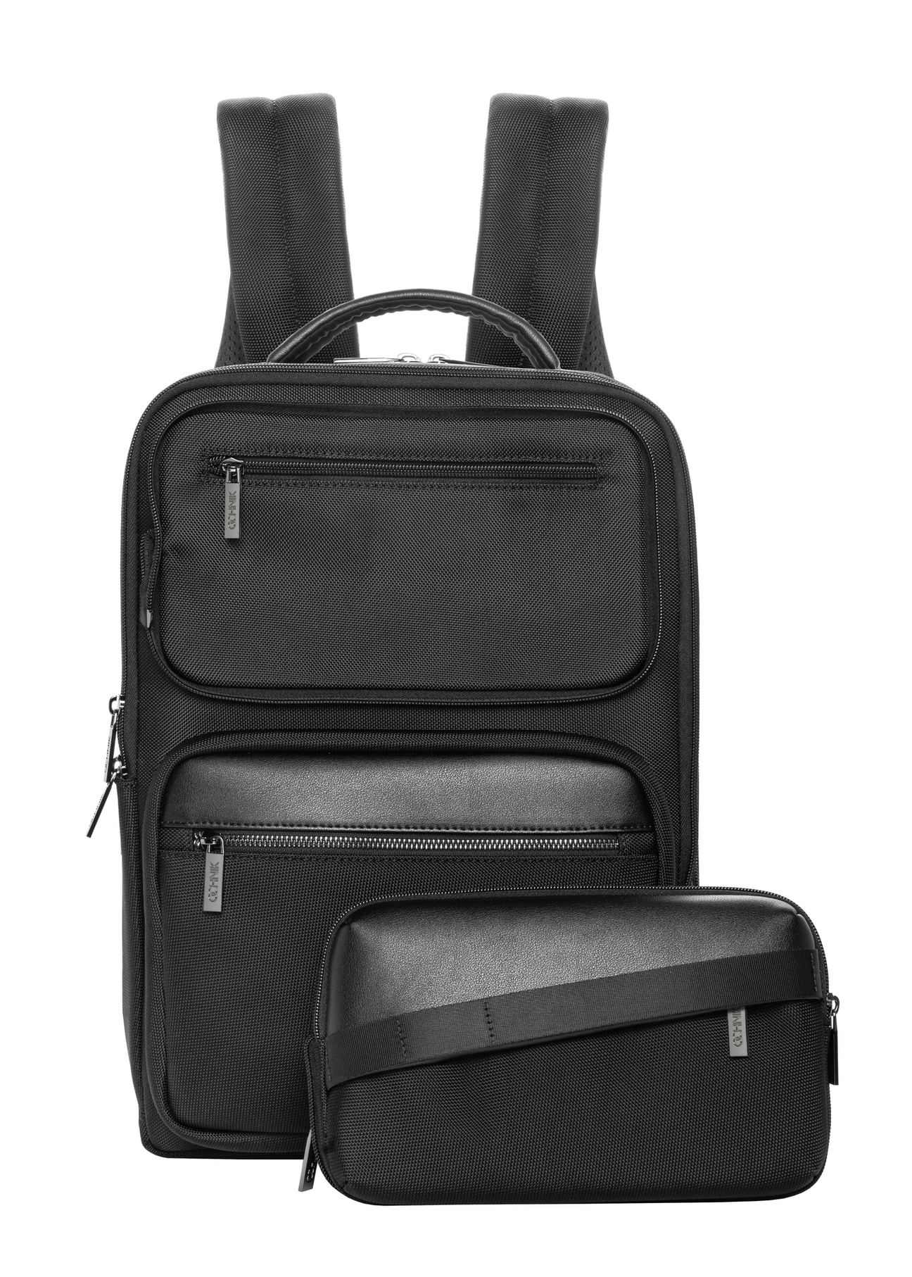 Black men's backpack with a pouch TORMN-0442-99(Z26)
