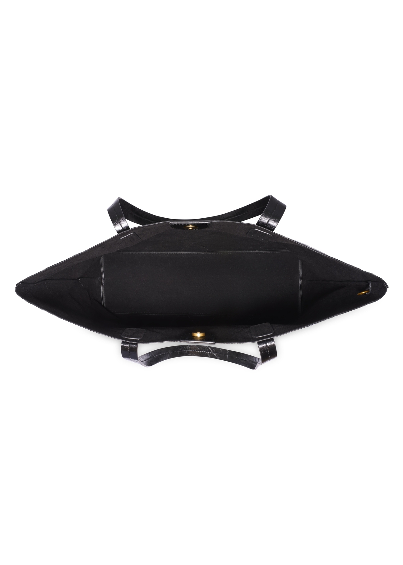 Black women's shopper bag with stitching TOREC-1247-9P(Z26), product view inside on white background.