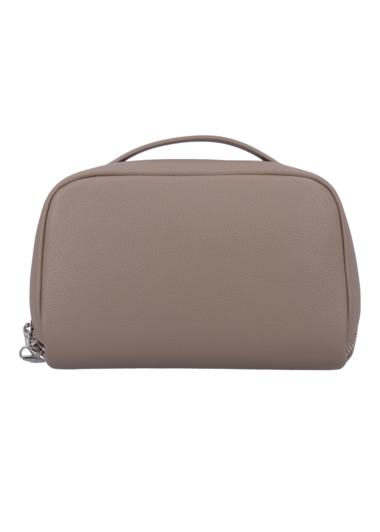 Women's cosmetic bag in cool beige color TOREC-1310-1K(Z26), product view from the back on a white background.