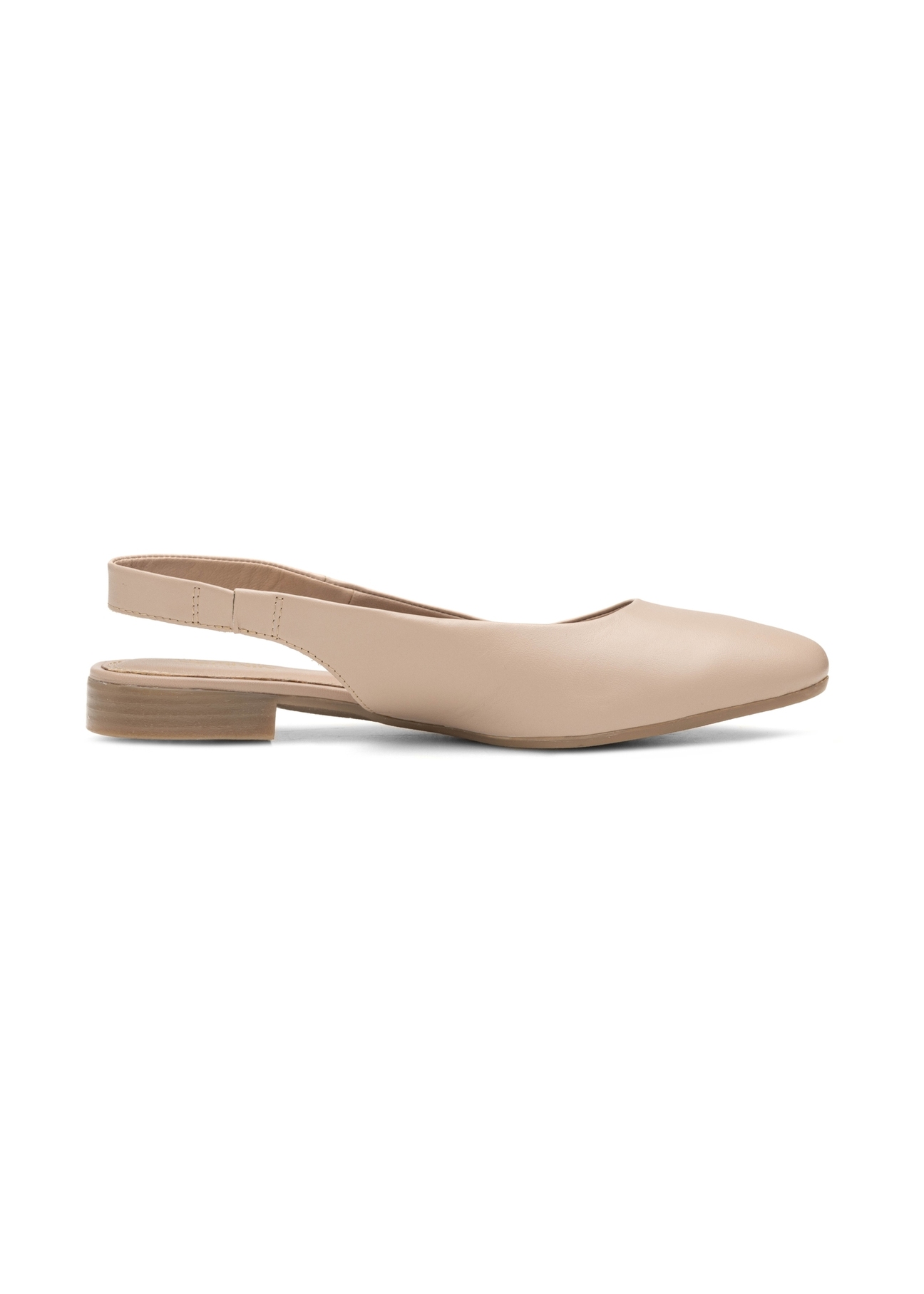 Beige women's ballet flats without a heel BUTYD-1246-1B(W26), side view of the product on a white background.
