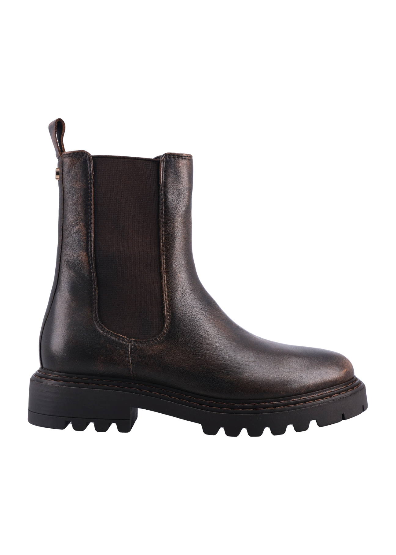 Women's brown leather Chelsea boots BUTYD-1287-1H(Z26), side view of the product on a white background.