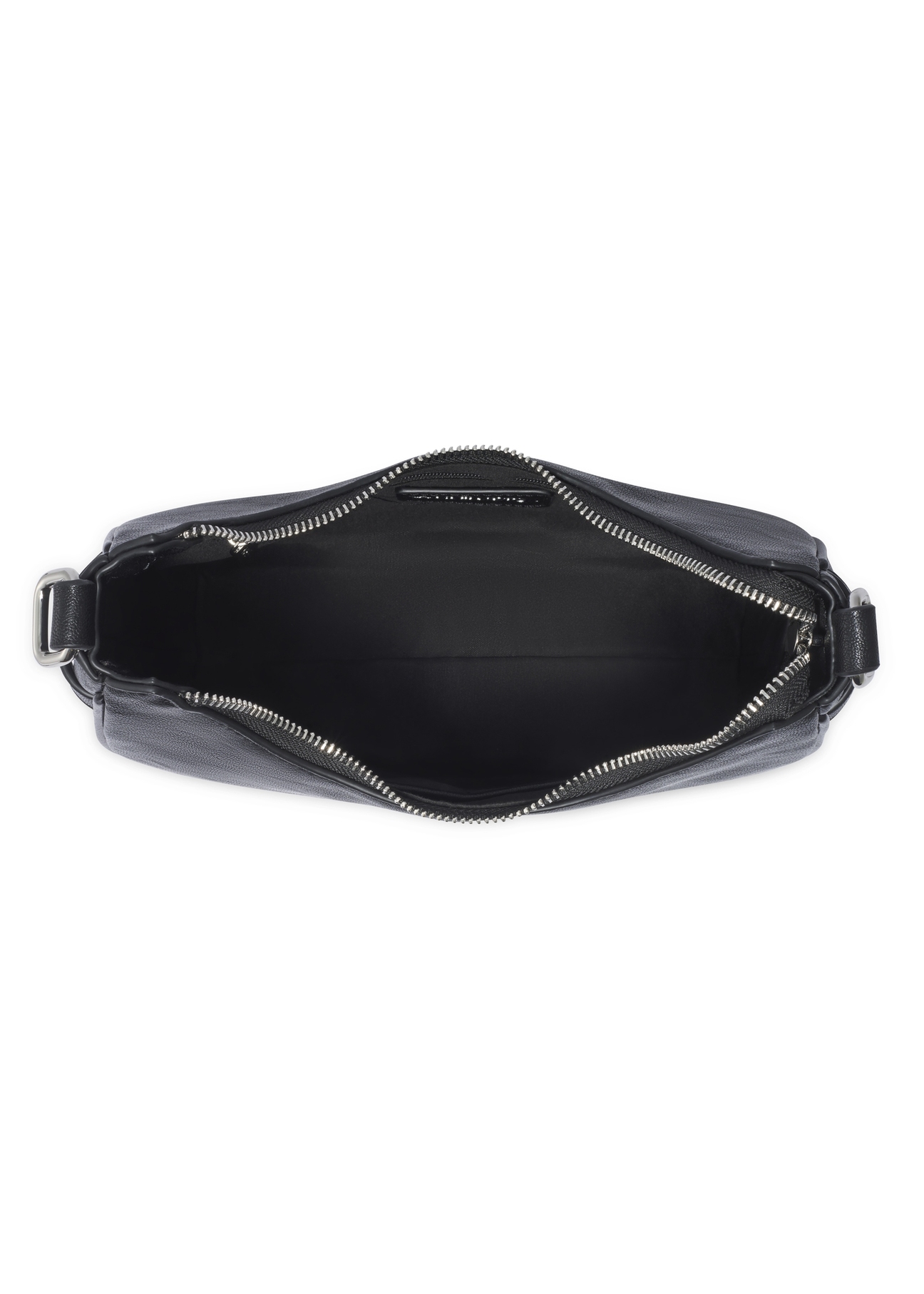 Black women's hobo bag with jewelry accent TOREC-1326-99(Z26), product view inside on light background.