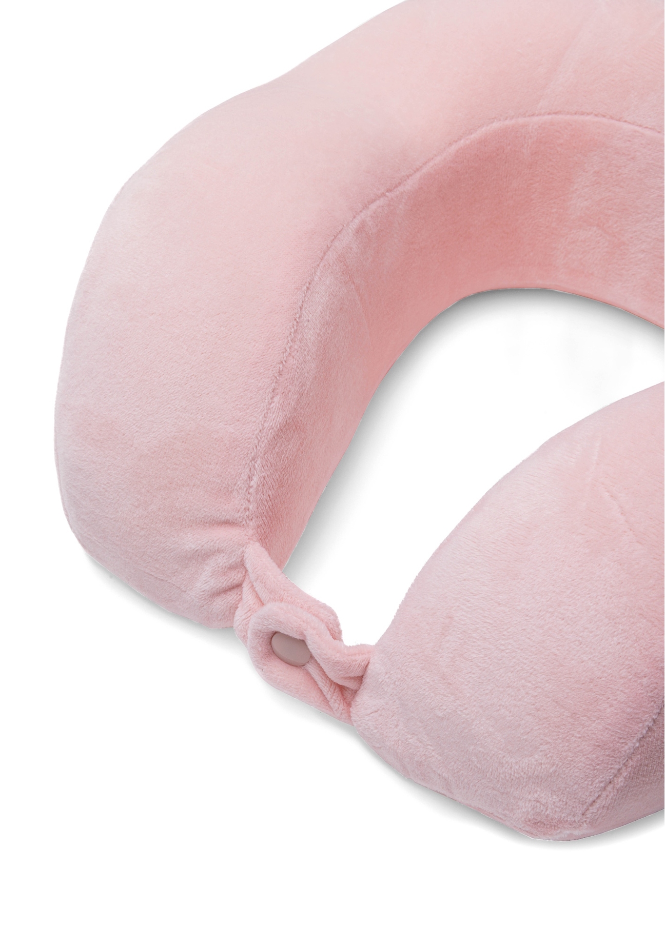 Pink travel pillow AW-014-0002-34(W25), close-up of product detail on white background.