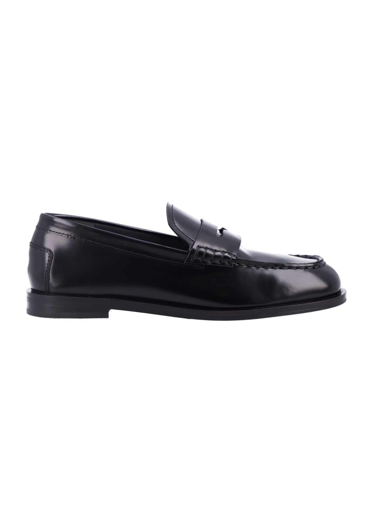 Women's leather moccasins in black BUTYD-1355-9F(Z26), side view of the product on a white background.