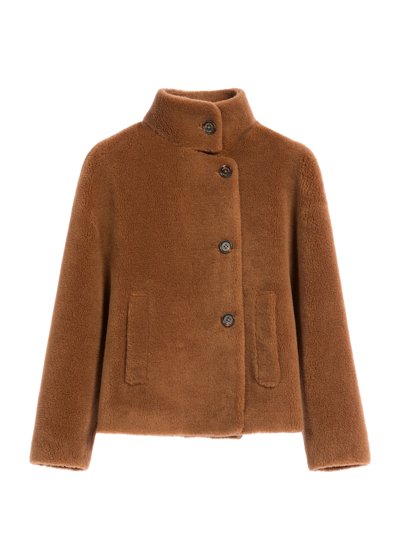 Brown women's fur coat FUTDP-0033-24(Z 25), product view from the front on a white background.