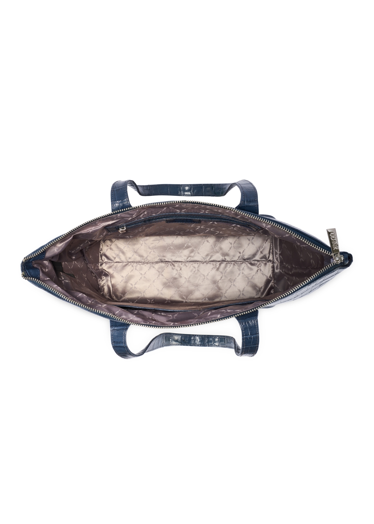 Women's navy blue leather shopper bag TORES-0939F-7D(W26)