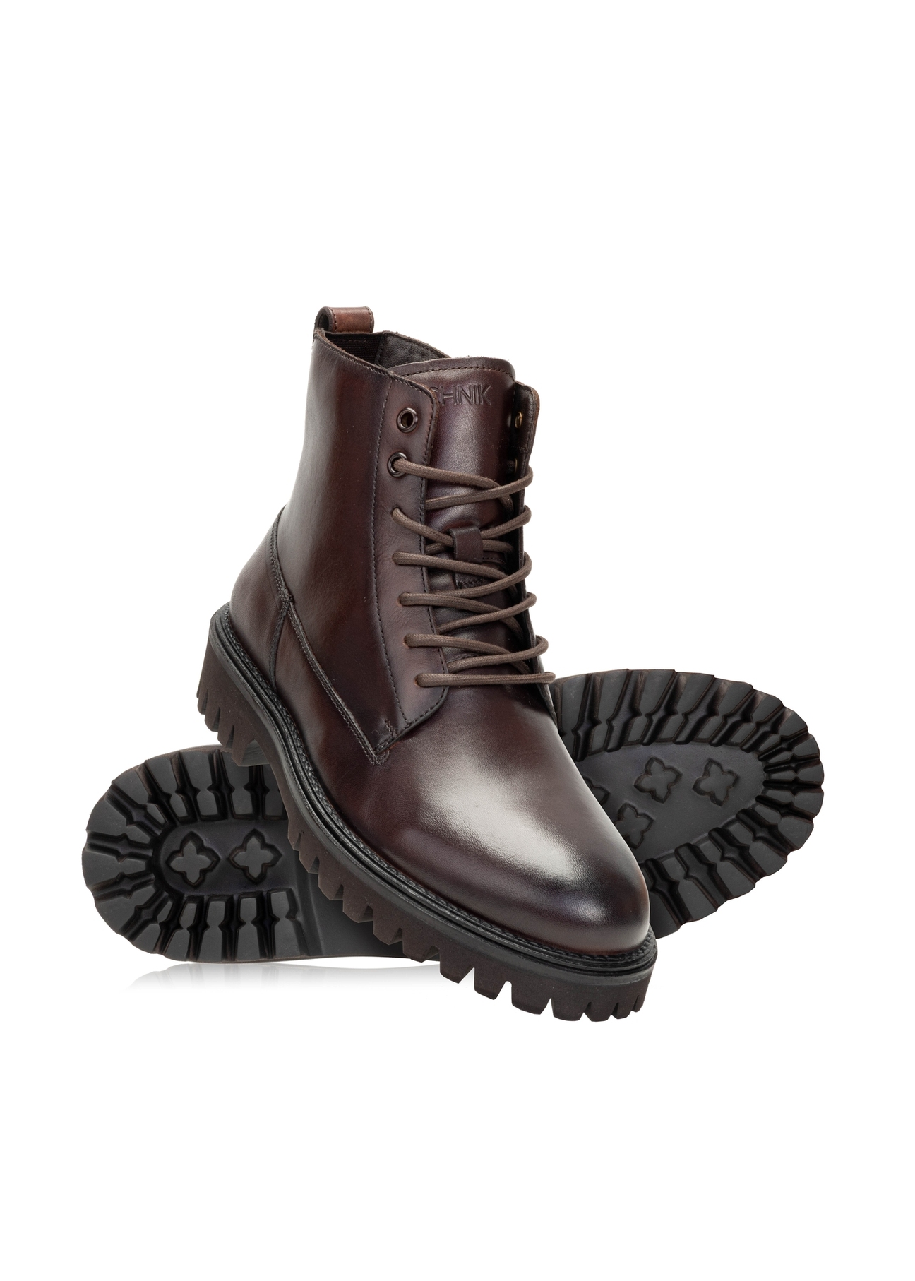 Men's brown leather ankle boots BUTYM-0507-89(Z25)