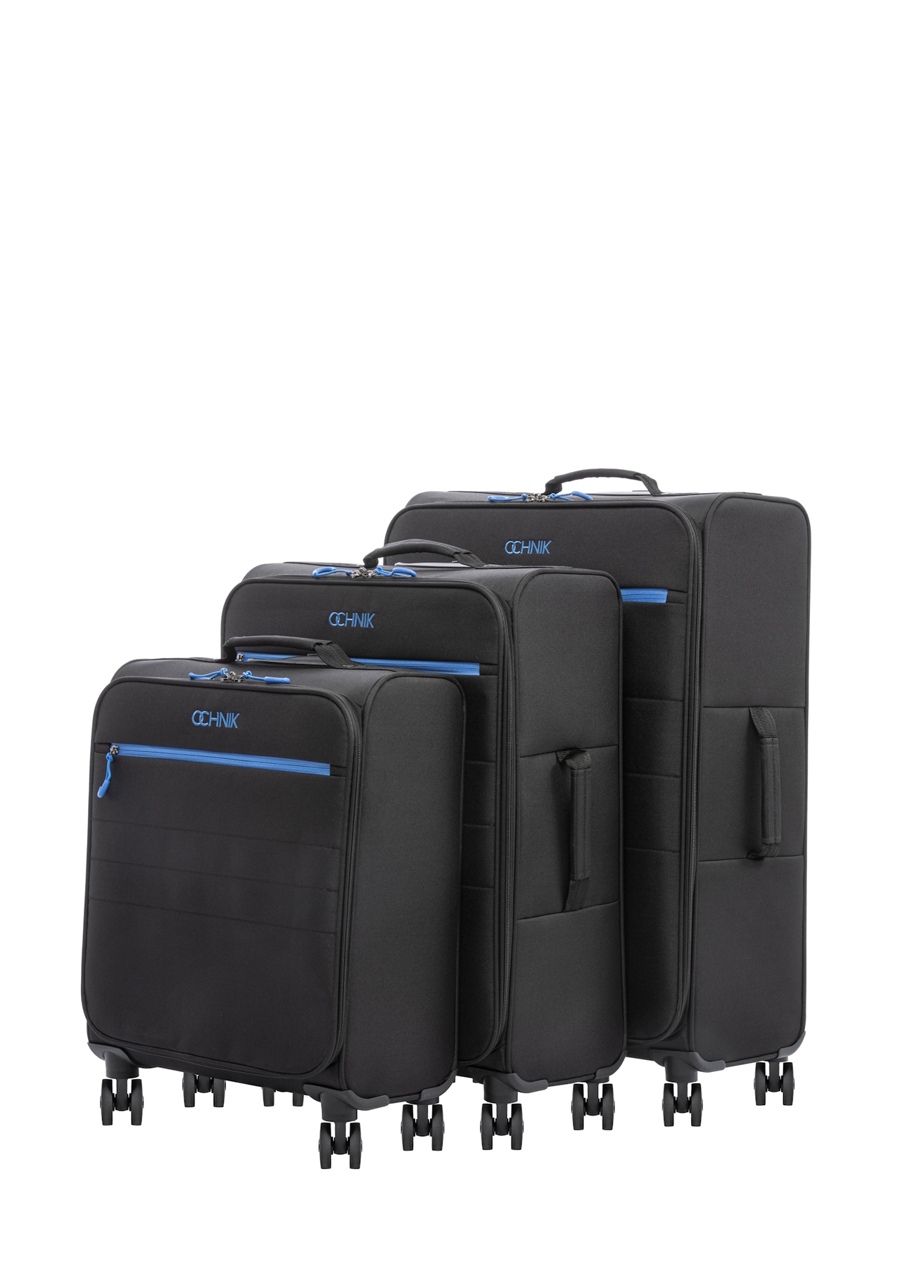 Set of 19"/24"/28" WALNY-0045-99(W26) wheeled suitcases, diagonal product view on white background.