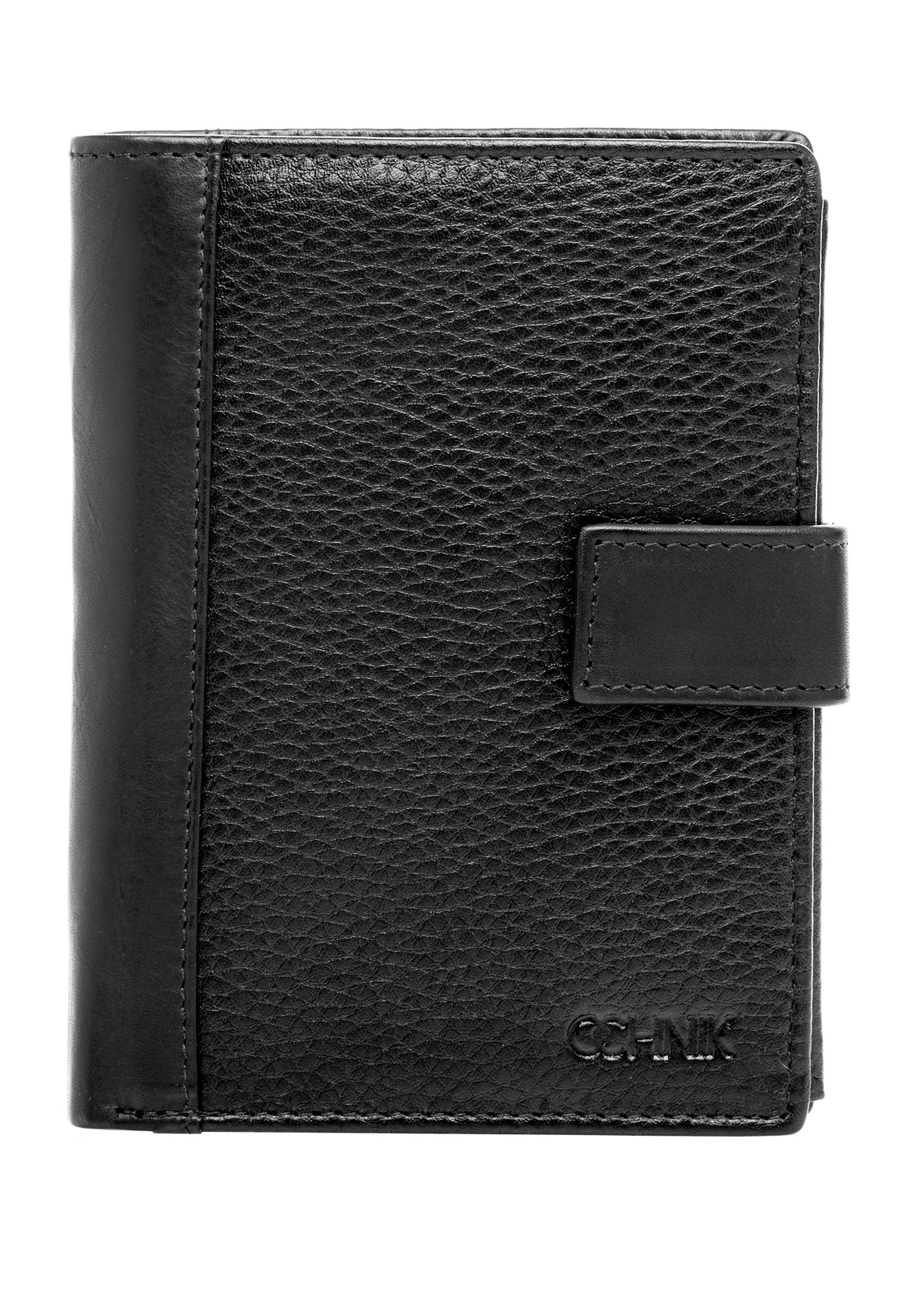 Black men's leather wallet PORMS-0682-99(W26), front product view on white background.
