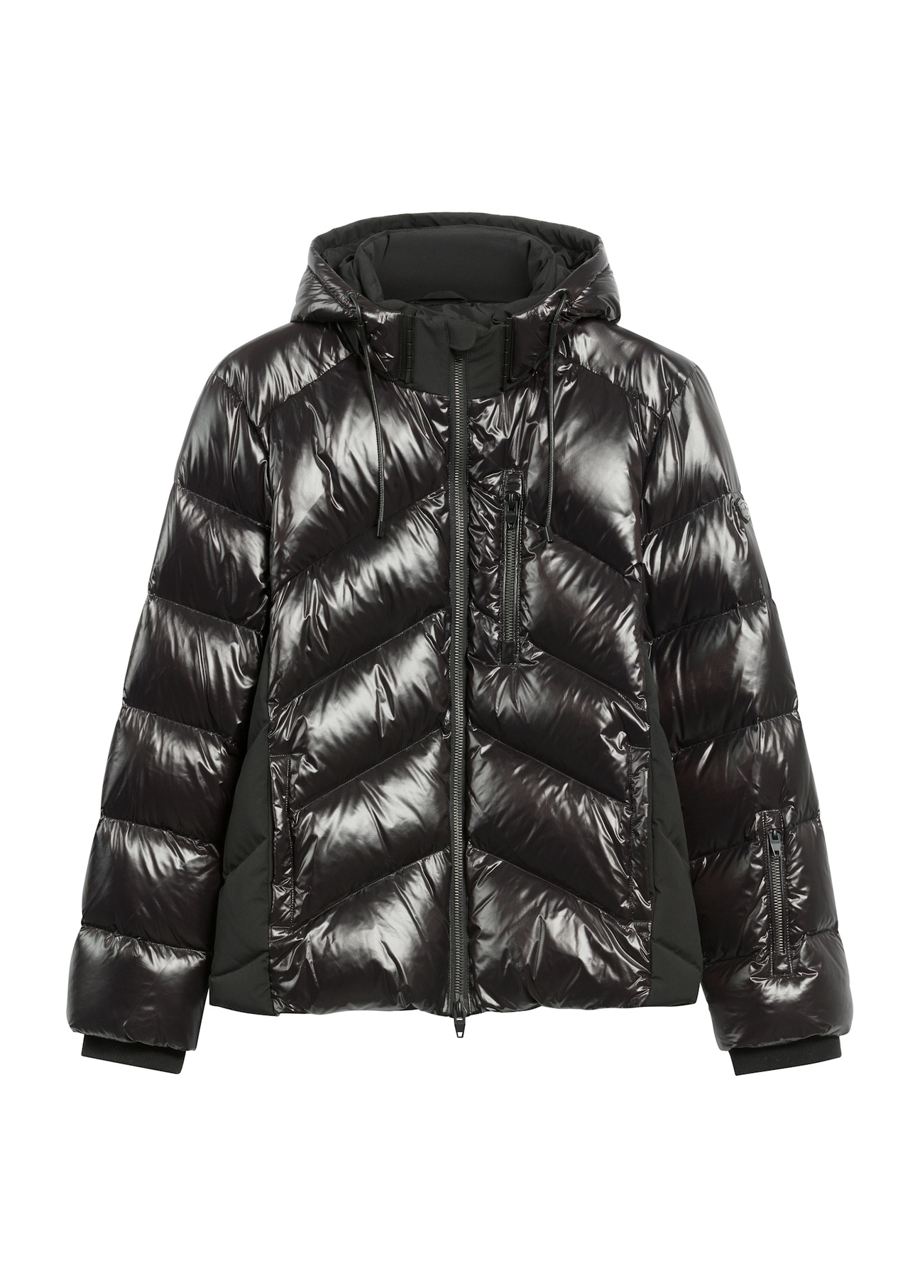 Black men's jacket with natural insulation KURMT-0393-99(Z25) - front product view on white background.