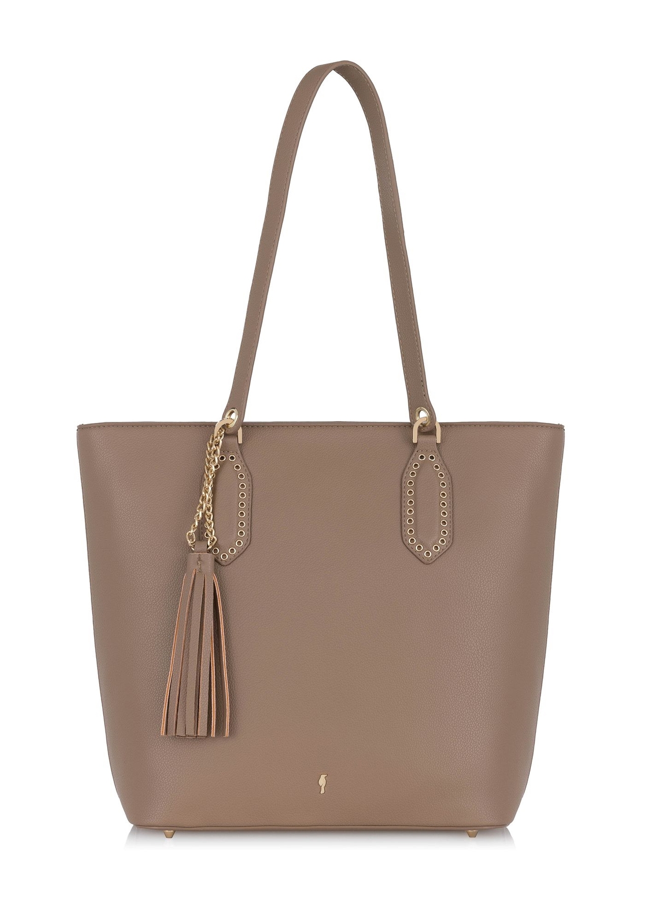 Brown padded faux leather shopper bag TOREC-0905-89(W24)-01