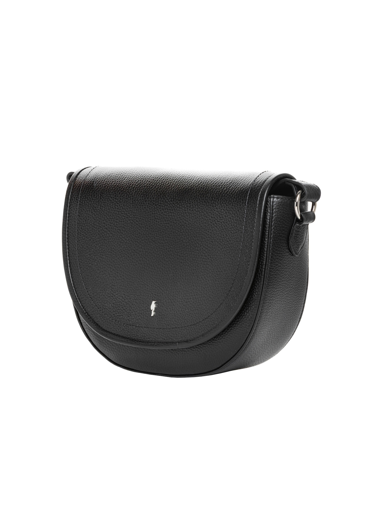 Women's black leather messenger bag TORES-1346-9I(Z26), diagonal product view on a white background.
