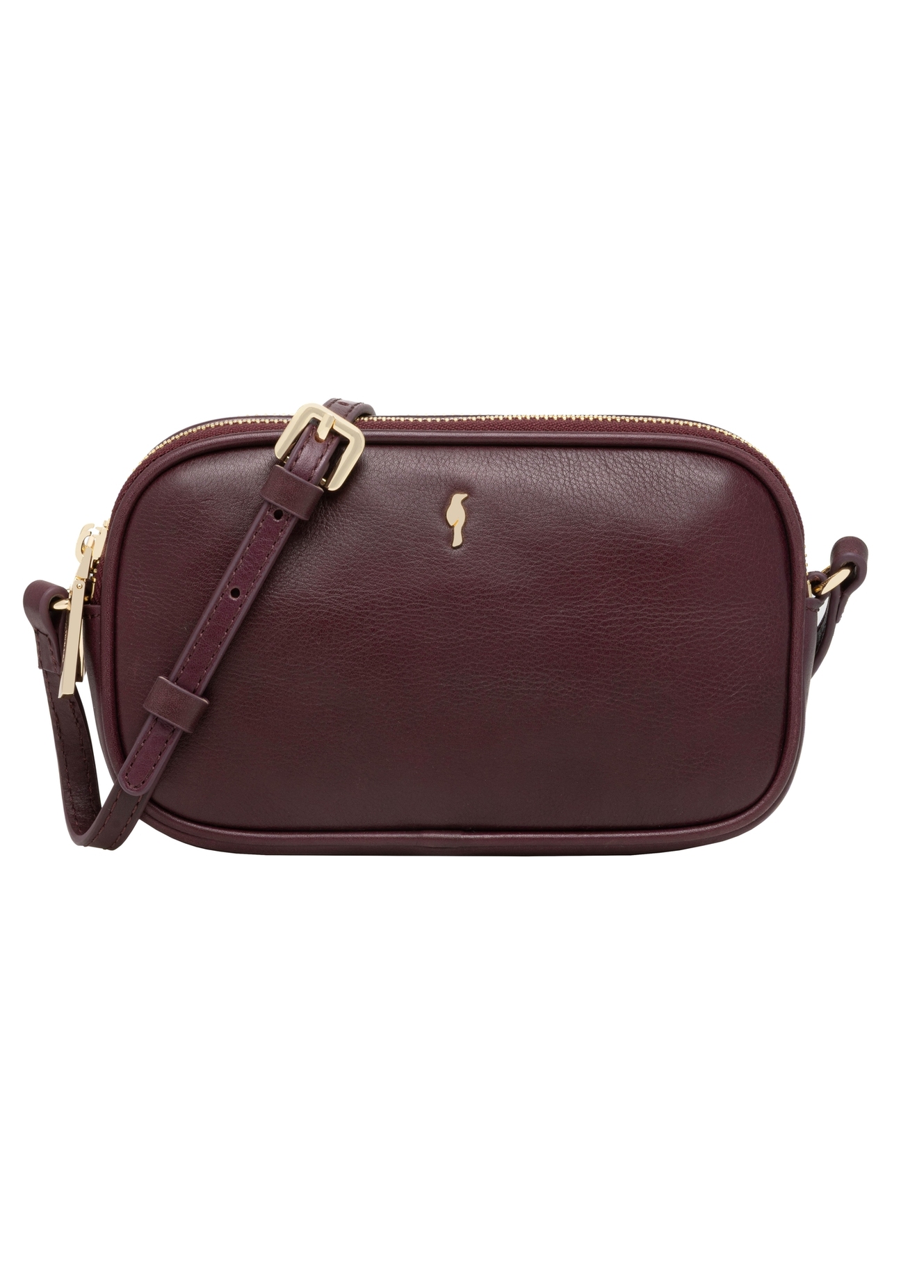 Small women's leather handbag in burgundy color TORES-1152-4D(Z26), product view from the front on a white background.