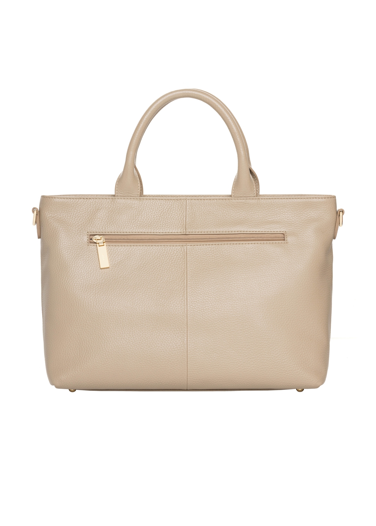 Beige large leather women's handbag TORES-1158-1B(Z26). Back view on a white background.