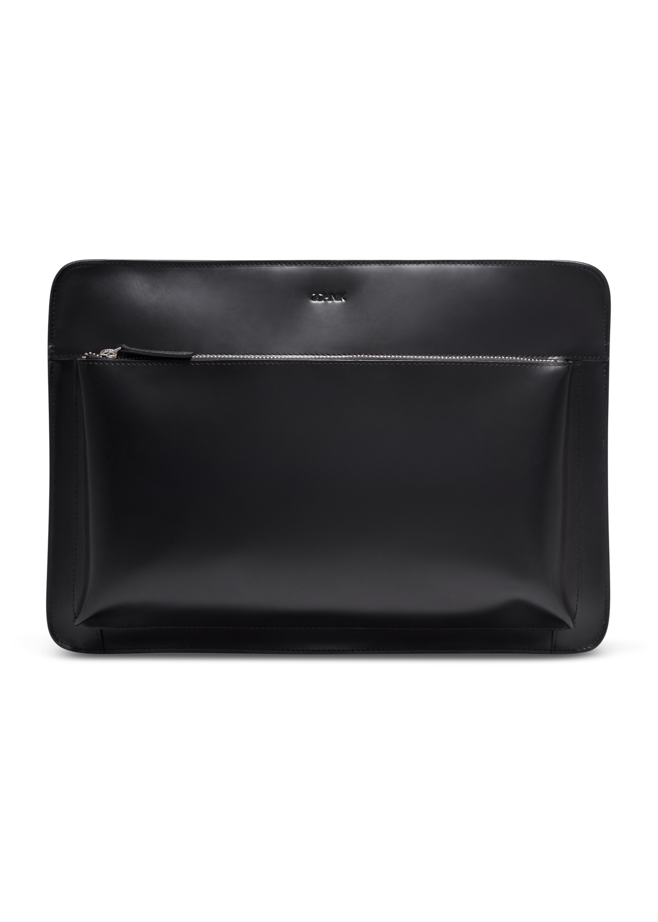 Black leather men's briefcase TORMS-0532-99(Z26), front view of the product on a white background.