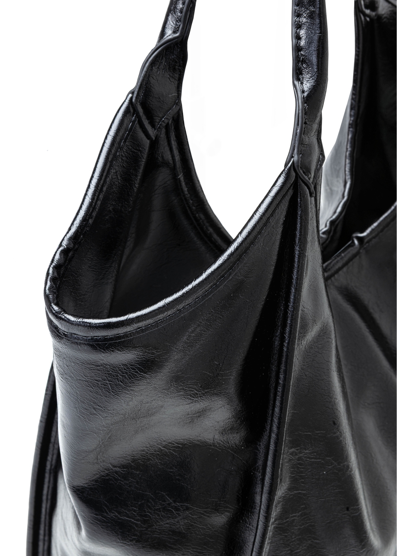 Black women's shopper handbag TOREC-1122-9F(W26), close-up of the product detail on a white background.