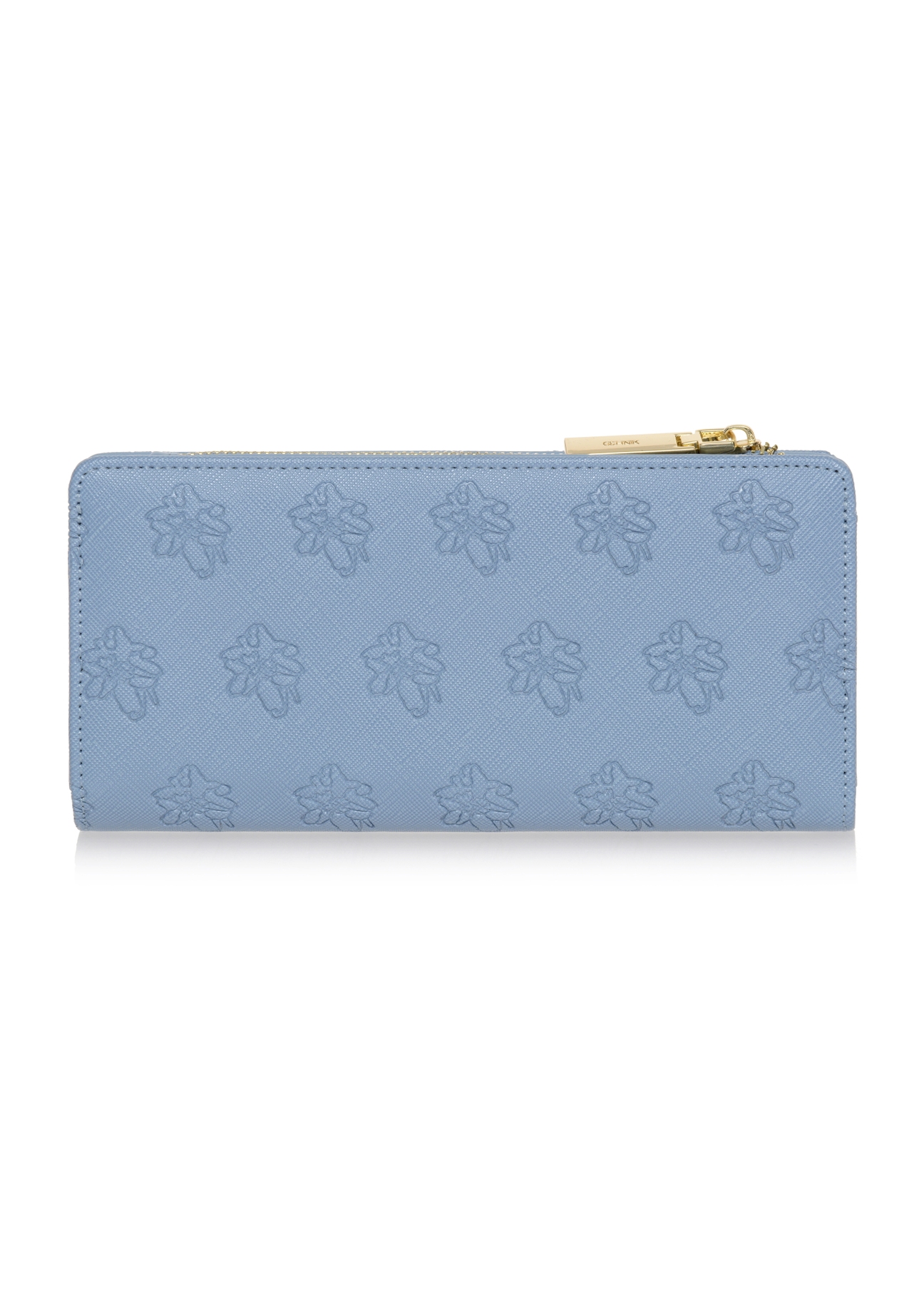 Large blue ladies wallet with embossing POREC-0320-61(W23)-02