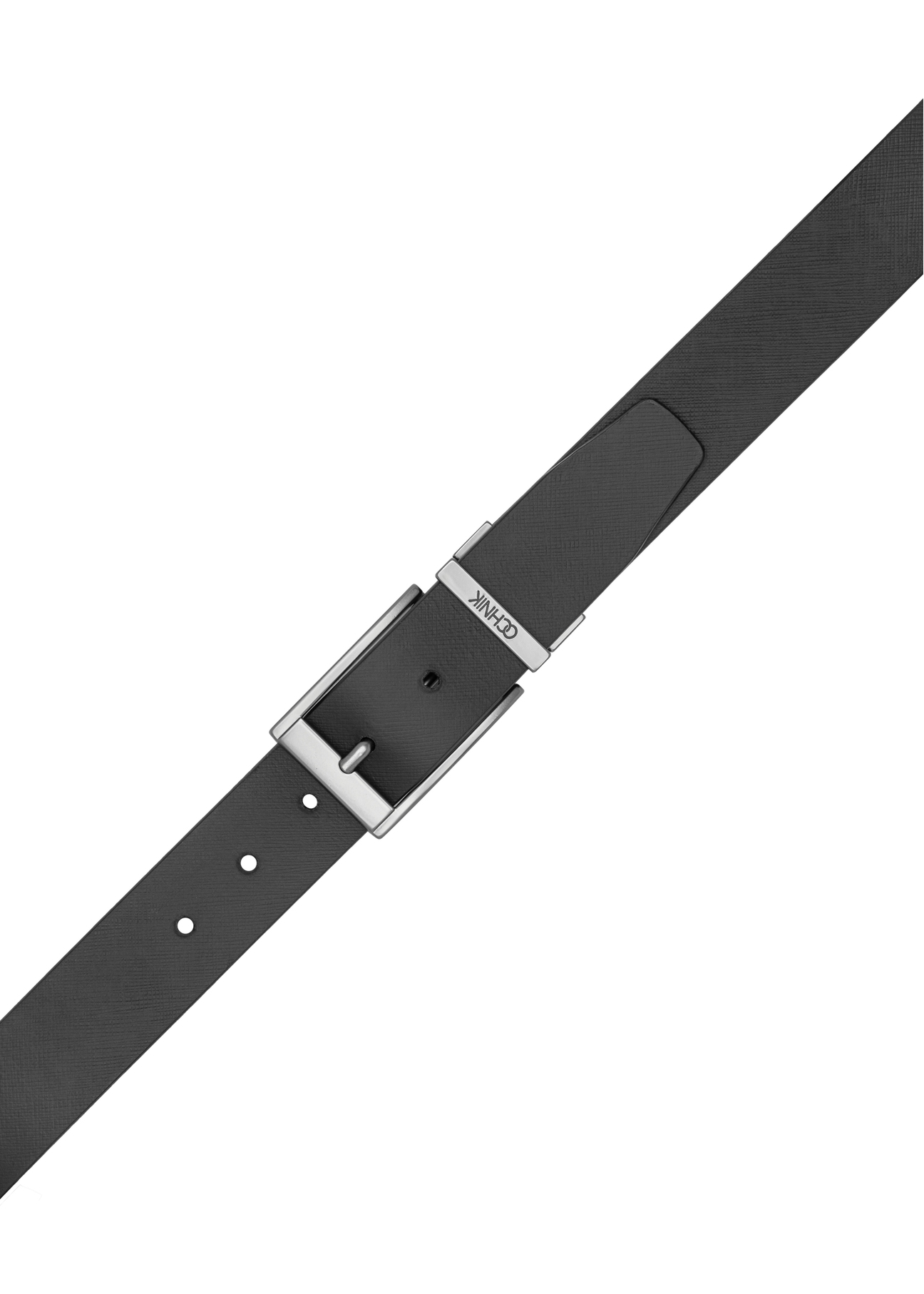 Men's double-sided leather belt PASMS-0167-9P(W26) - product view from above, on a white background.