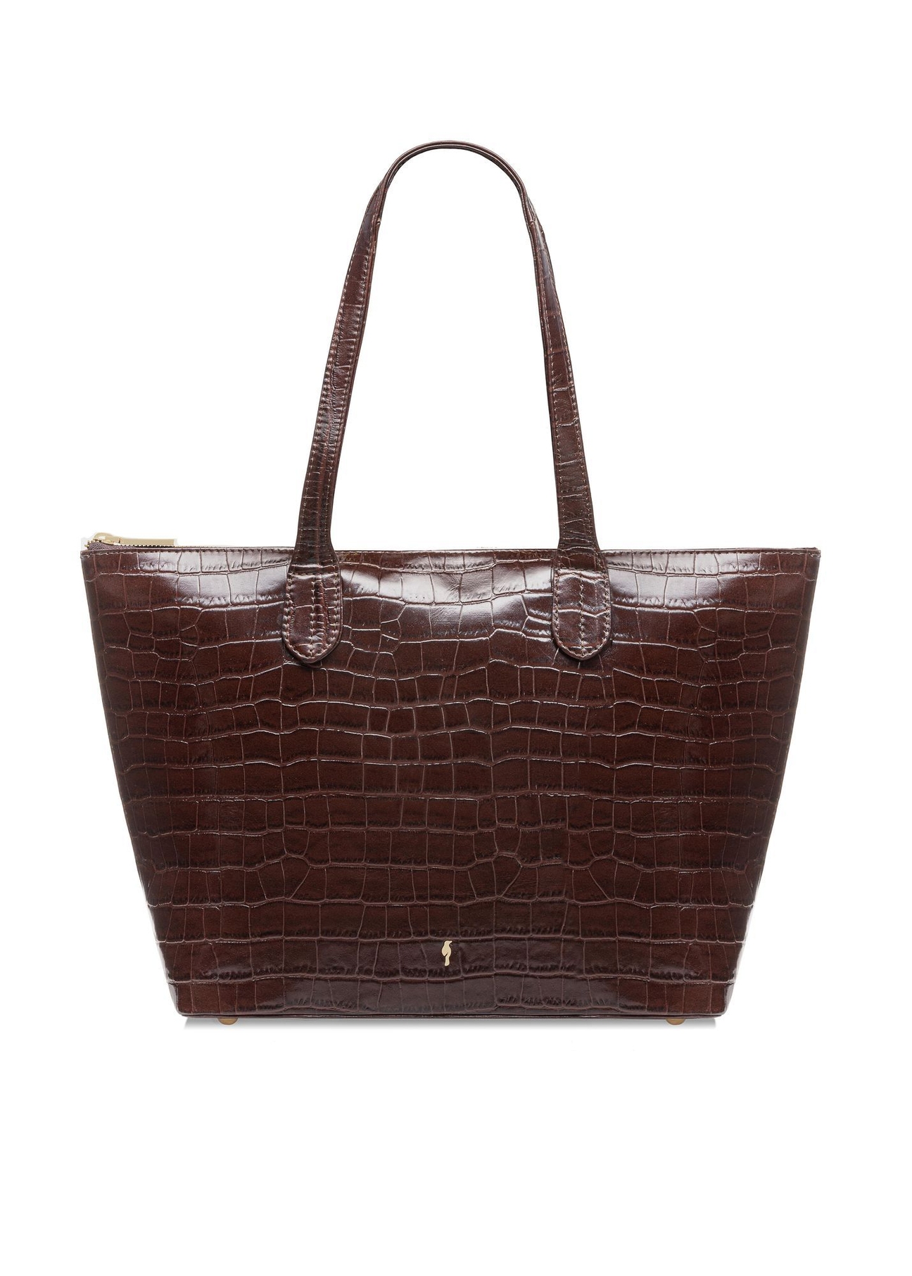 Women's brown leather shopper handbag TORES-0939E-89(Z25) - front product view on white background.