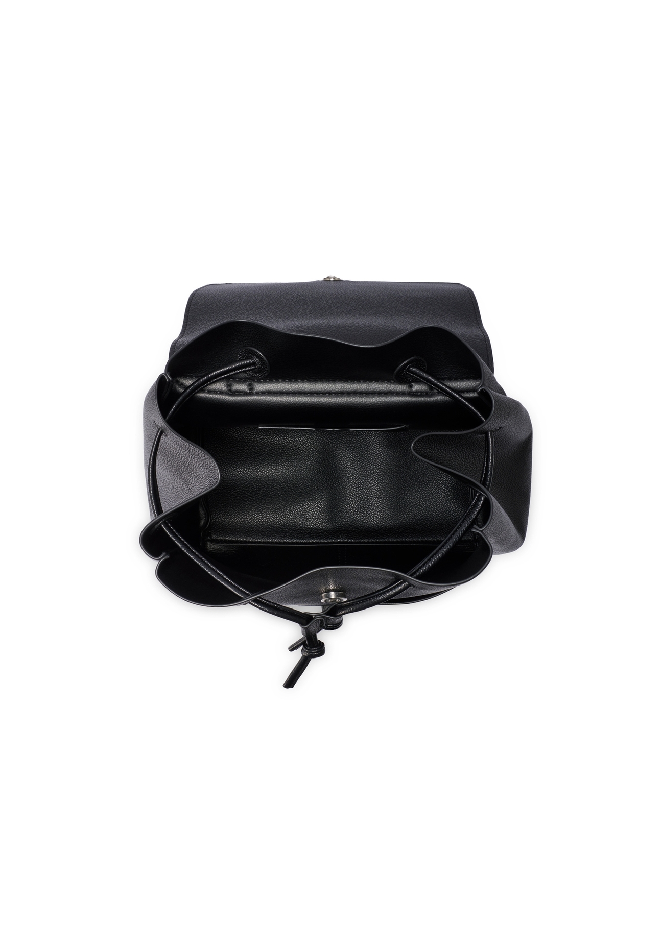 Black medium women's backpack TOREC-1132-99(W26) - product view from above, on a white background.