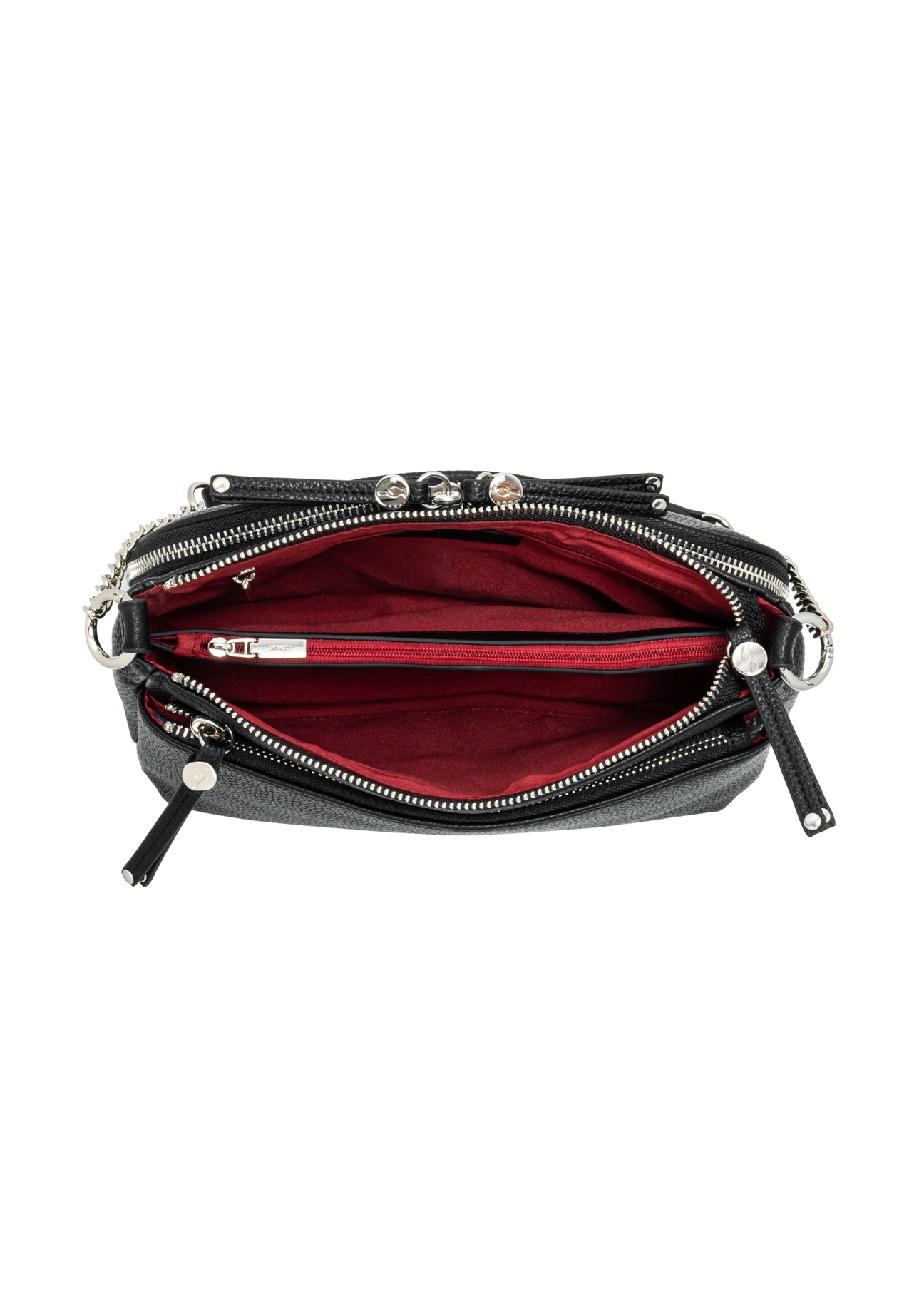 Women's handbag in black TOREC-1284-9I(Z26), product view from above on a white background.