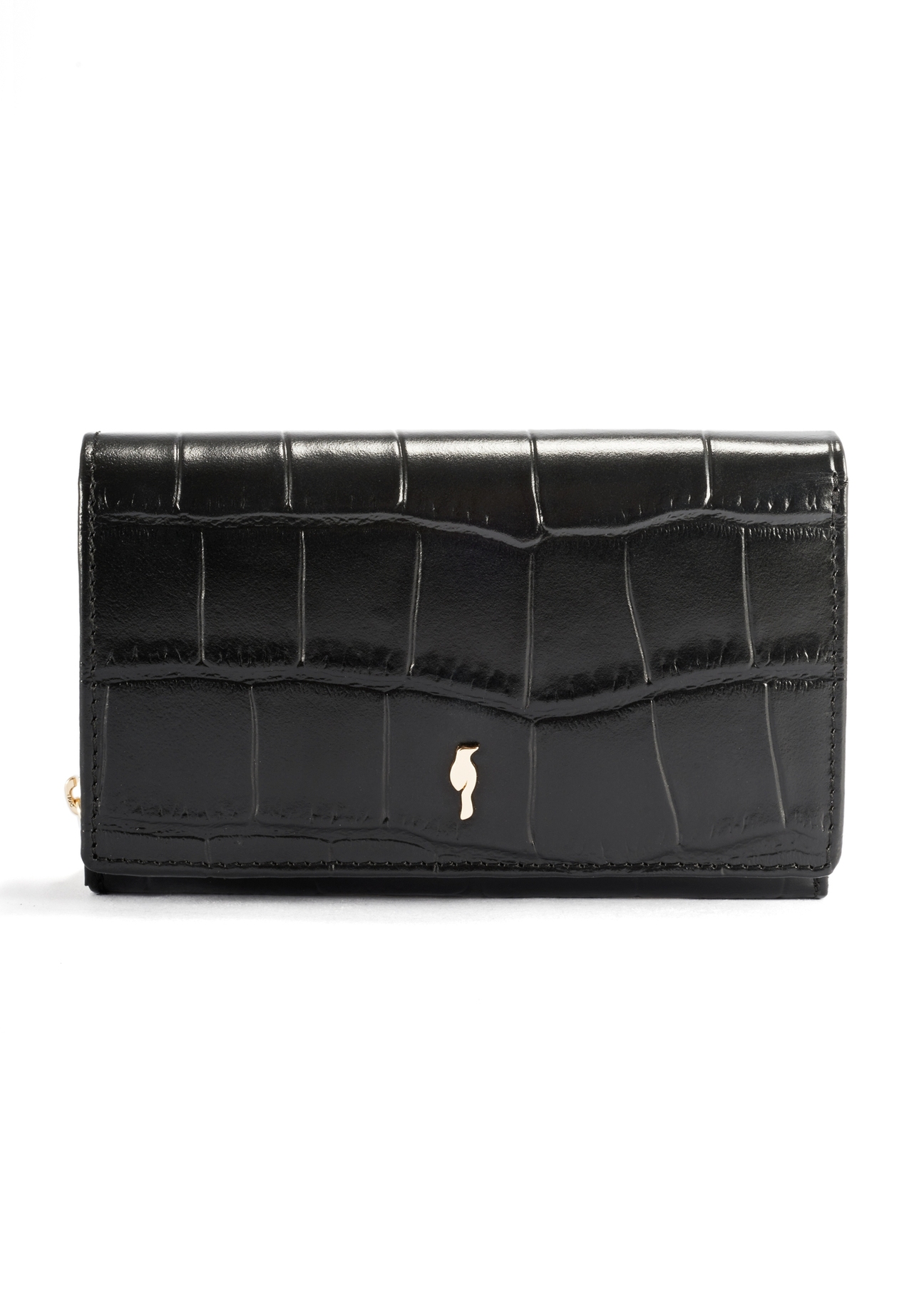 Medium croco leather women's wallet PORES-0907A-97(Z25), front product view on white background.