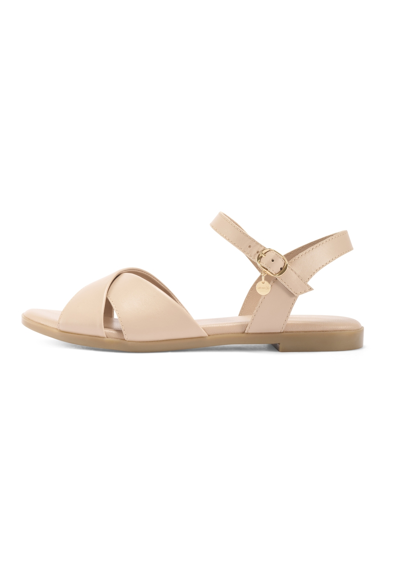 Beige women's leather sandals BUTYD-1259-1B(W26)