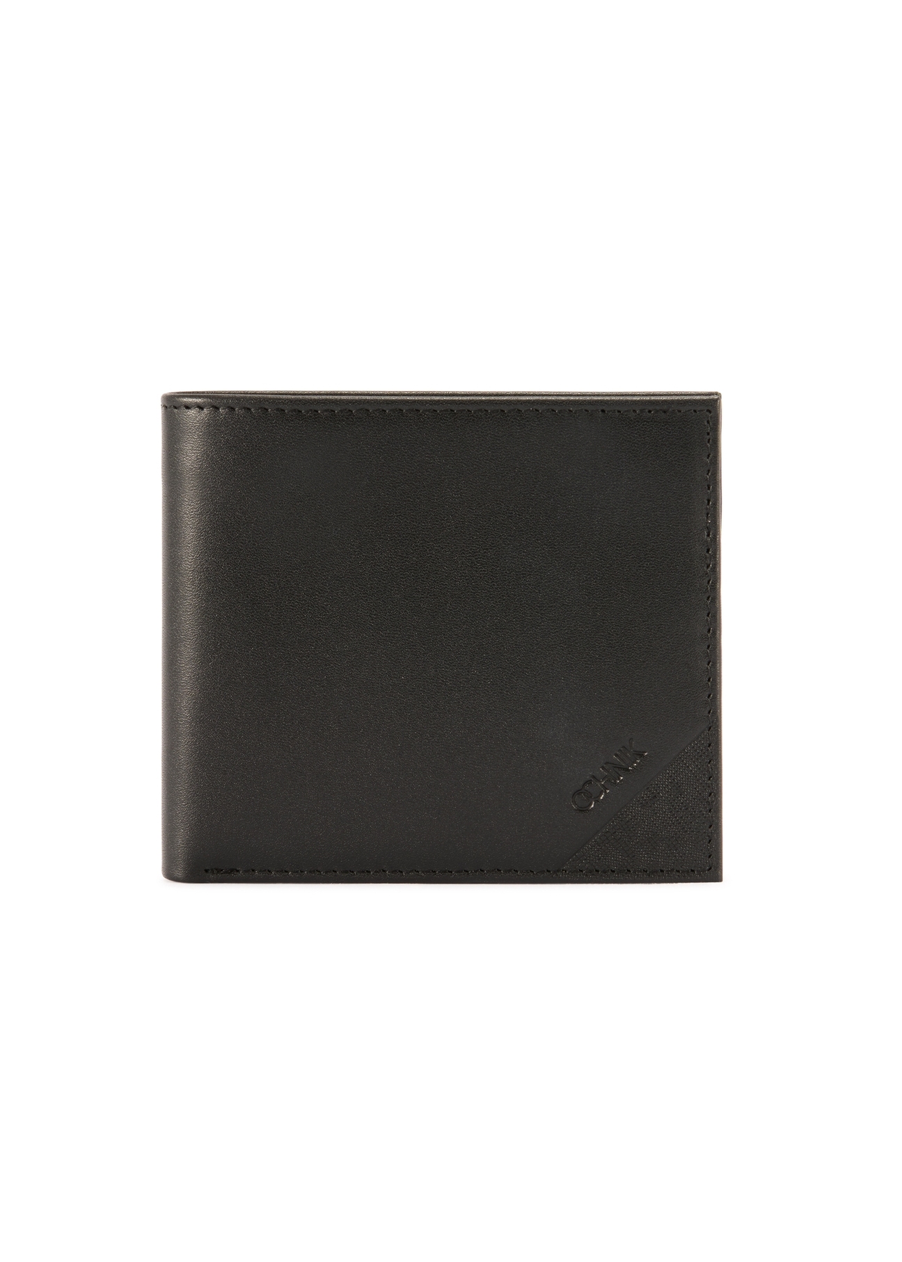 Black men's leather wallet PORMS-0655-99(Z25), product view from the front on a white background.