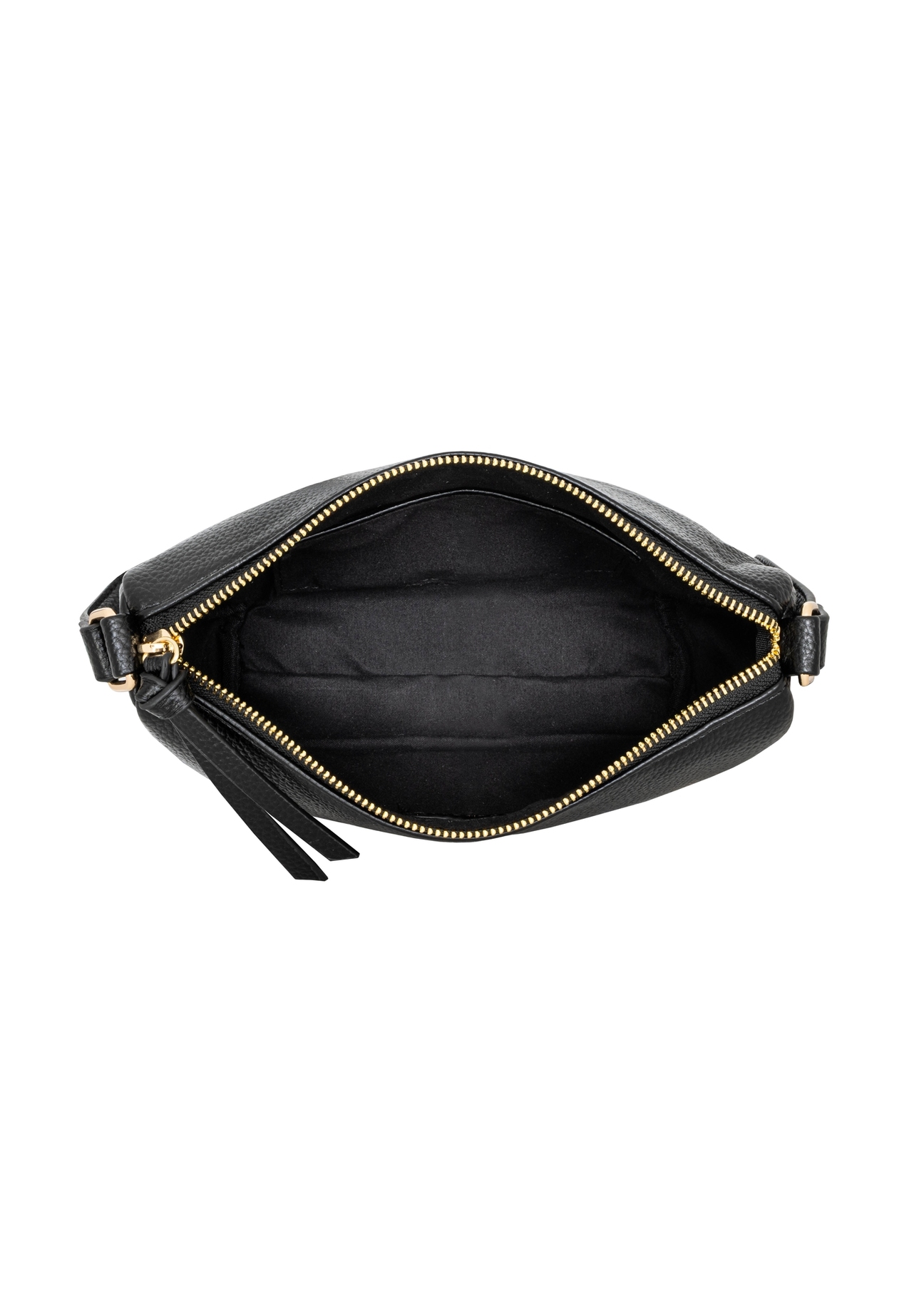 Small black women's handbag made of imitation leather TOREC-1367-9I(Z26), product view from above on a white background.
