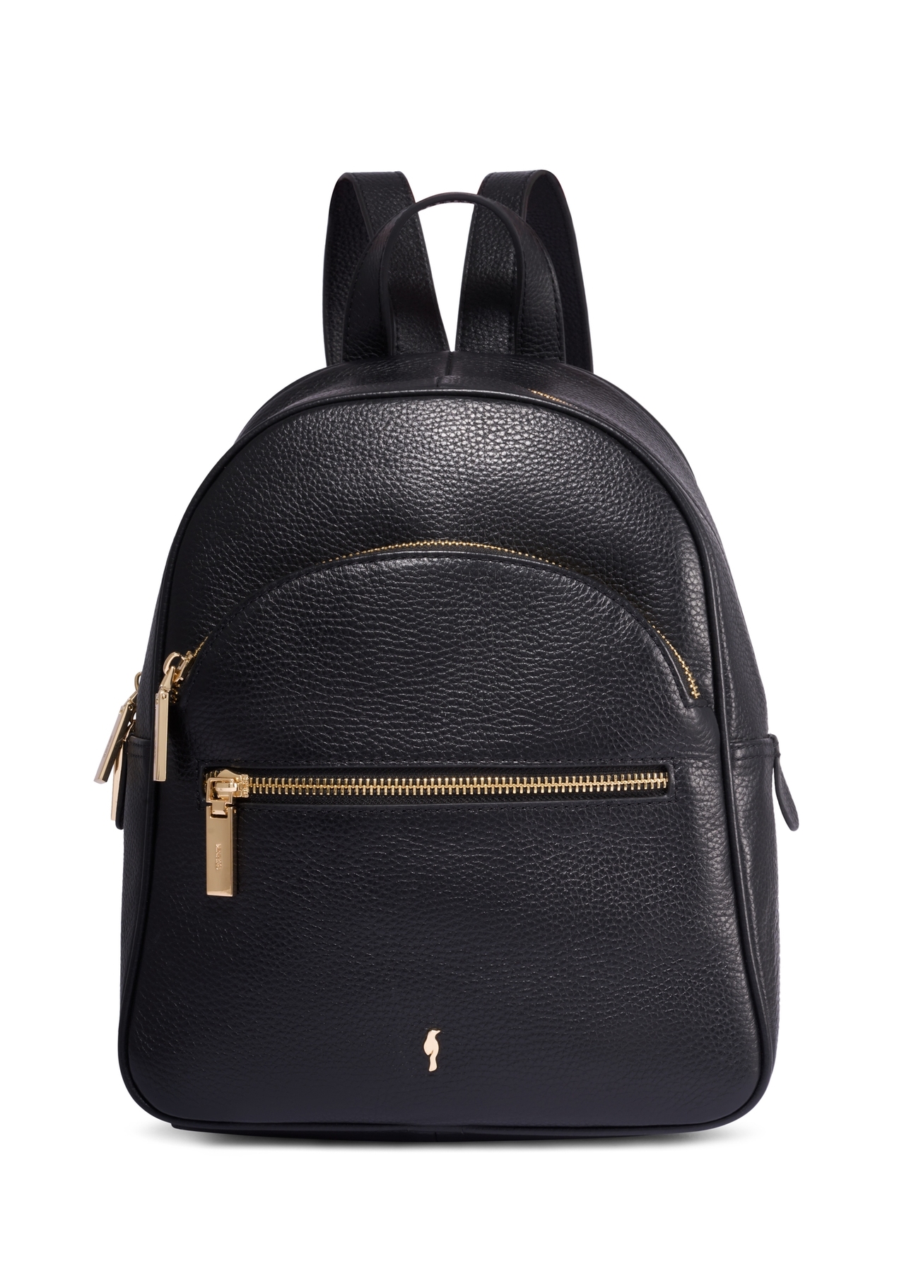 Black leather women's backpack TORES-1345-9I(Z26), front product view on white background.