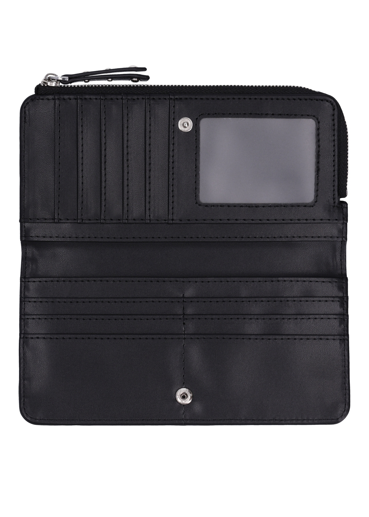 Black large women's wallet POREC-0446-99(Z26) - product view from above, on a white background.