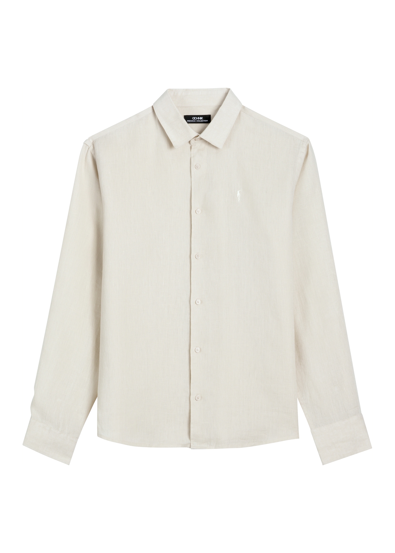 Beige linen men's shirt KOSMT-0321A-1A(W26)