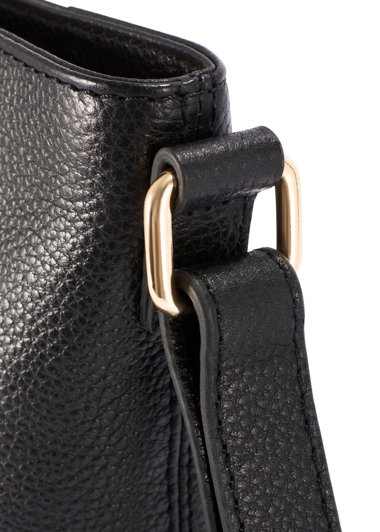 Black leather women's handbag TORES-1265-9I(W26) - close-up detail, on white background.