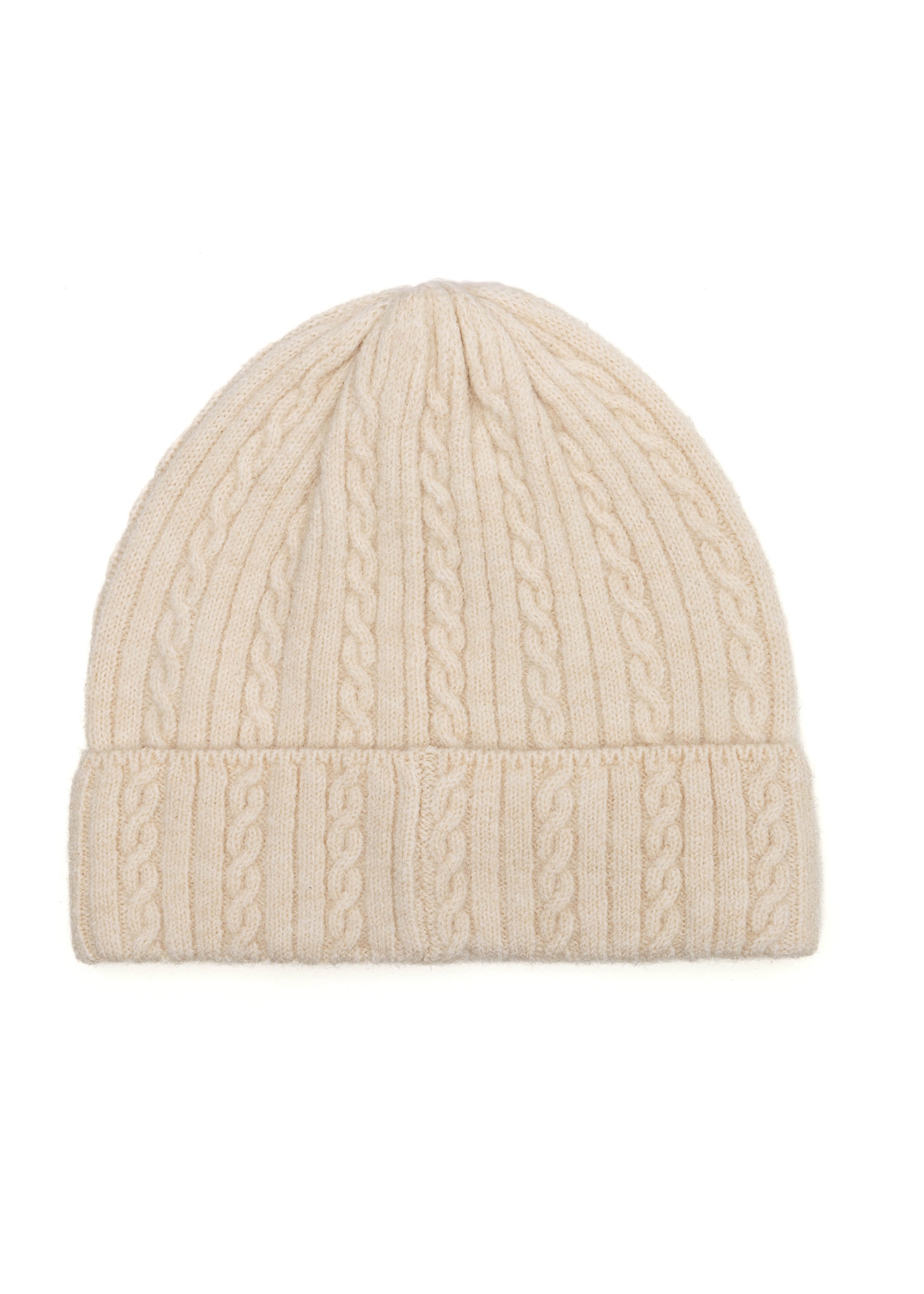 Cream women's hat with braids CZADT-0170-16(Z25), back view of the product on a white background.