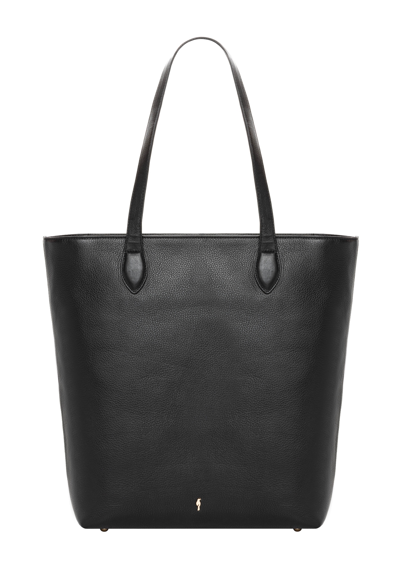 Black leather shopper bag TORES-1312-99(Z26), front product view on white background.