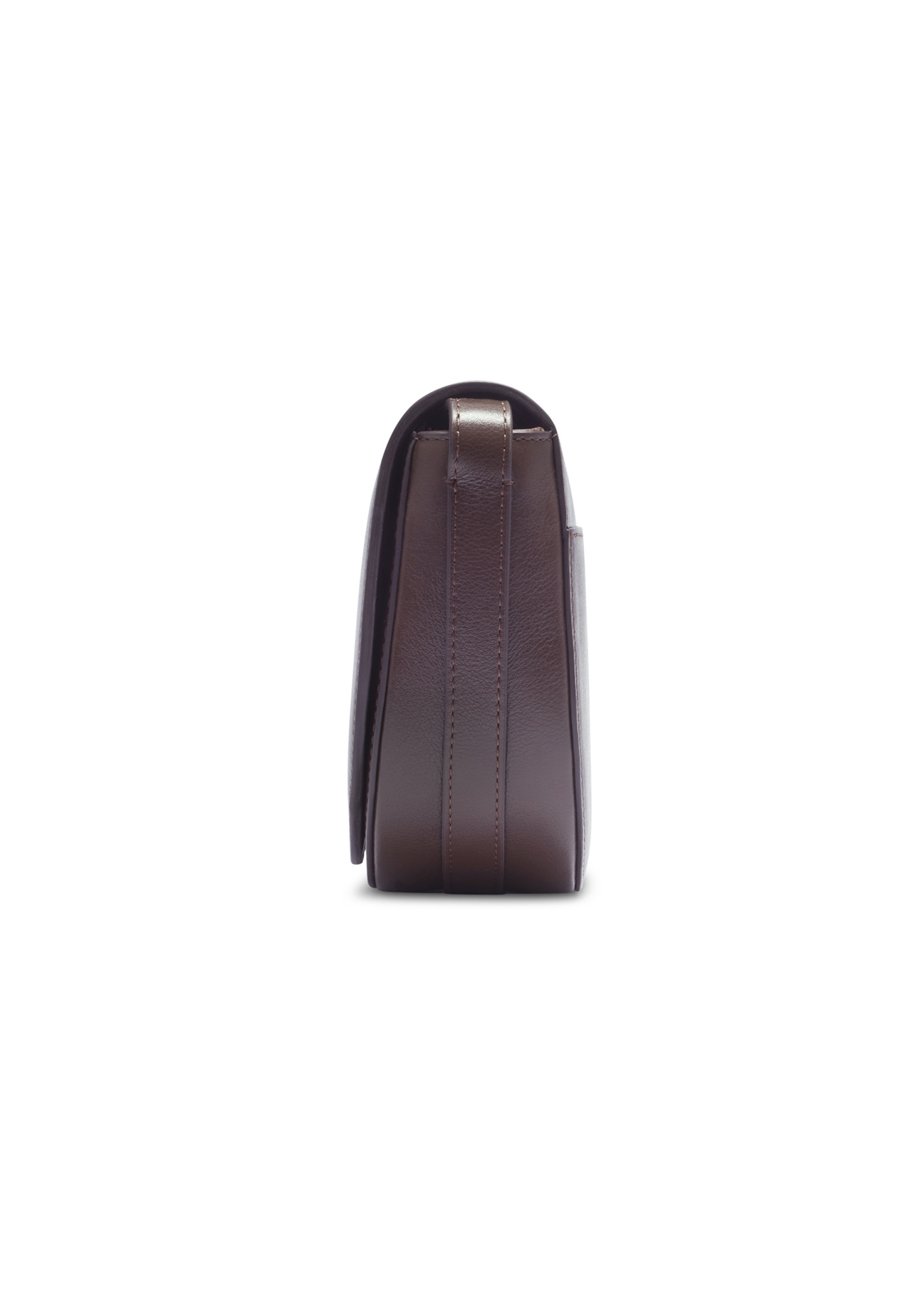 Brown leather women's messenger bag TORES-1352-1H(Z26), side product view on white background.