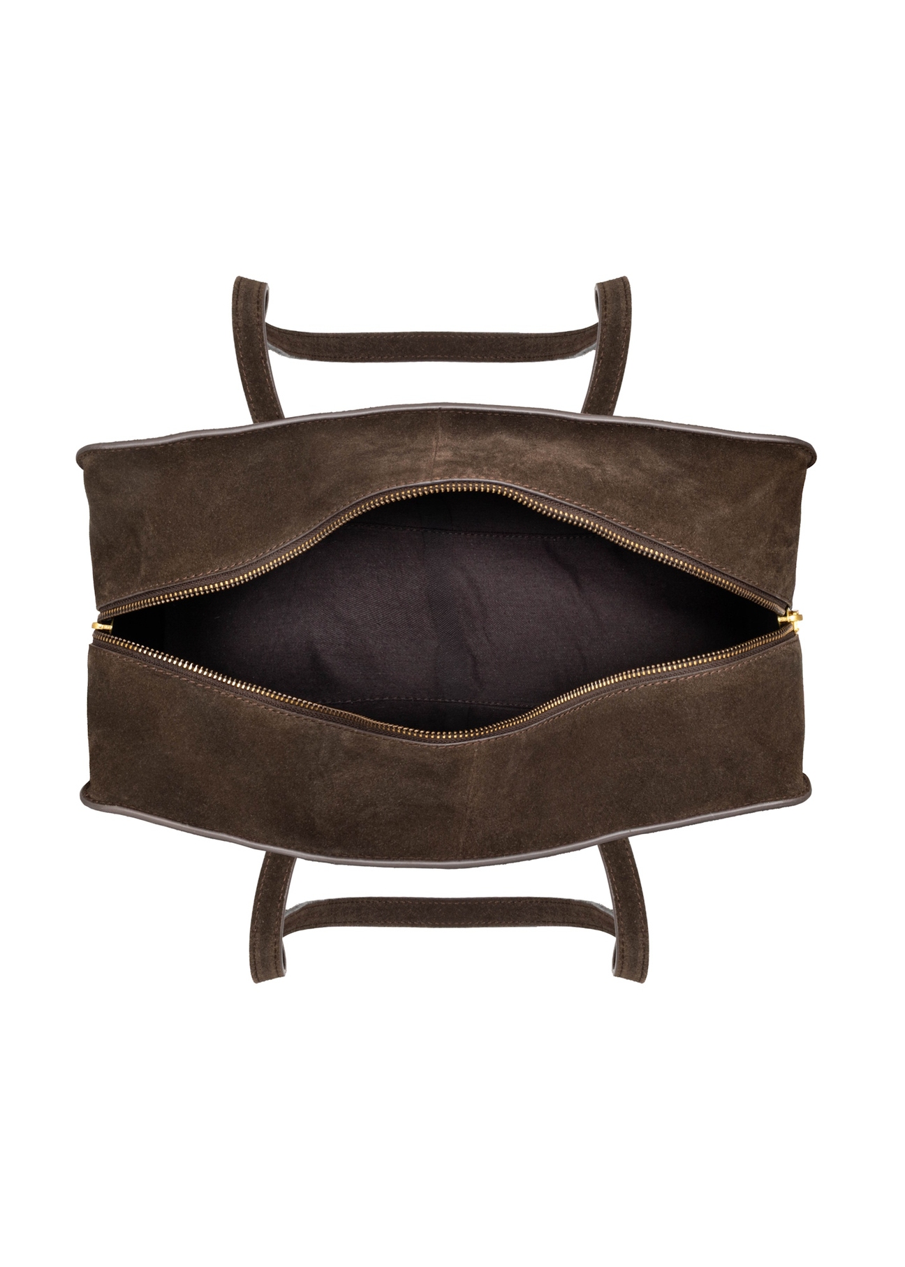 Brown suede women's shoulder bag TORES-1423-1I(Z26), product view inside on white background.