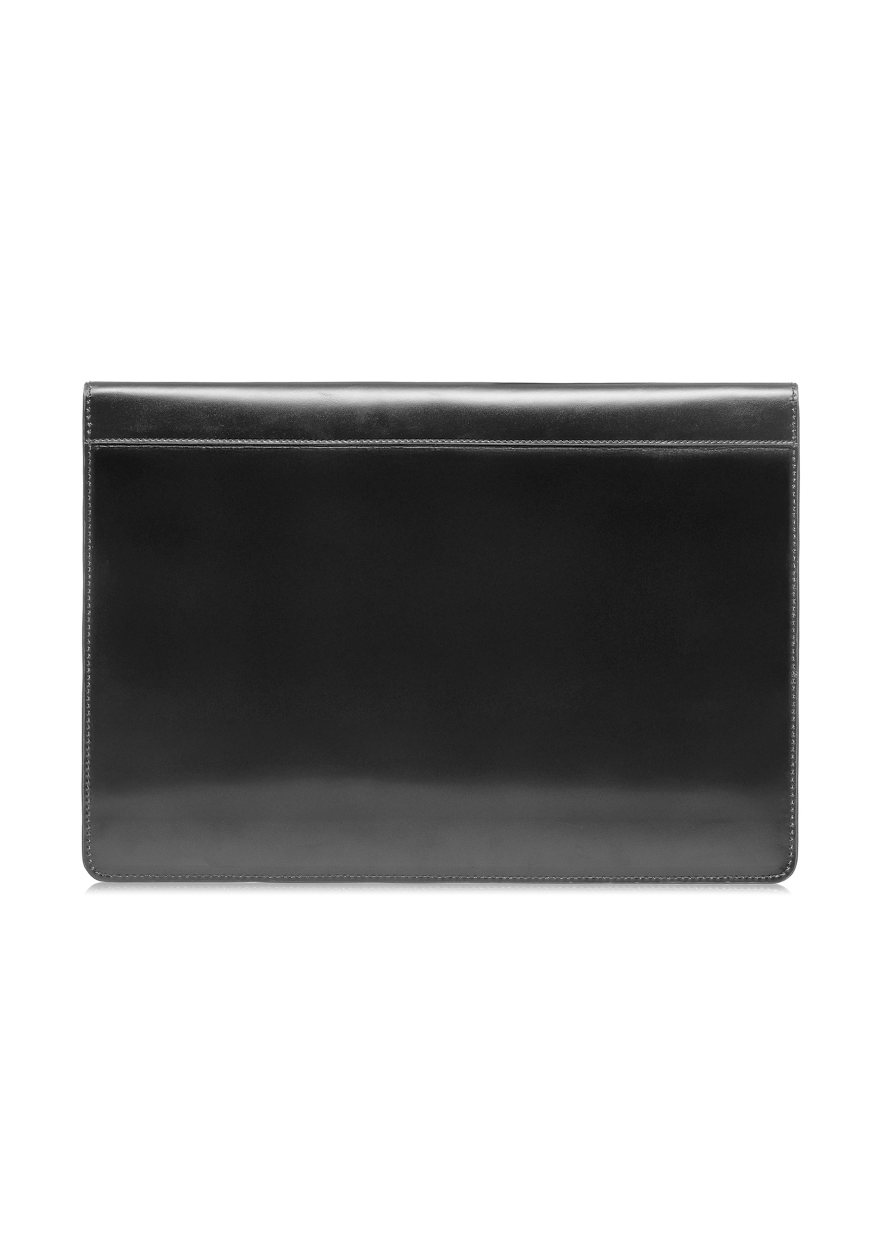 Men's black leather briefcase TORMS-0468-99(Z25), product view from the back on a white background.