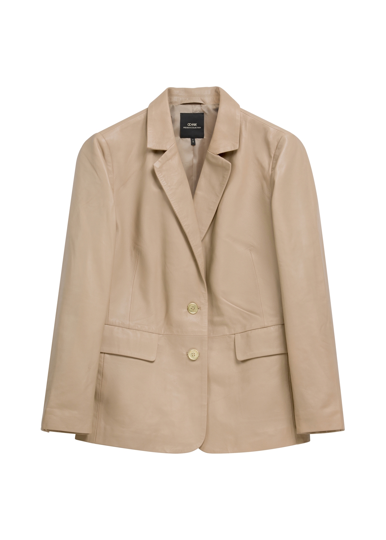 Beige women's leather jacket PLUS SIZE KURDS-0645L-1B(W26)