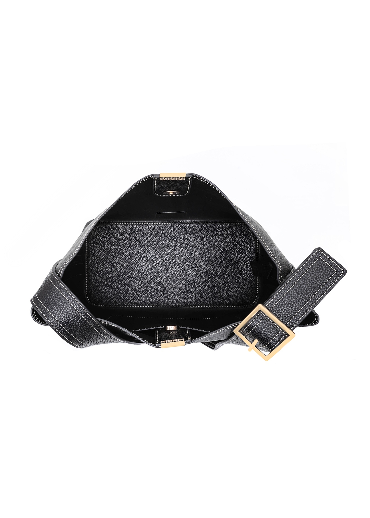 Black women's shoulder bag TOREC-1062-99(Z25), product view inside on white background.