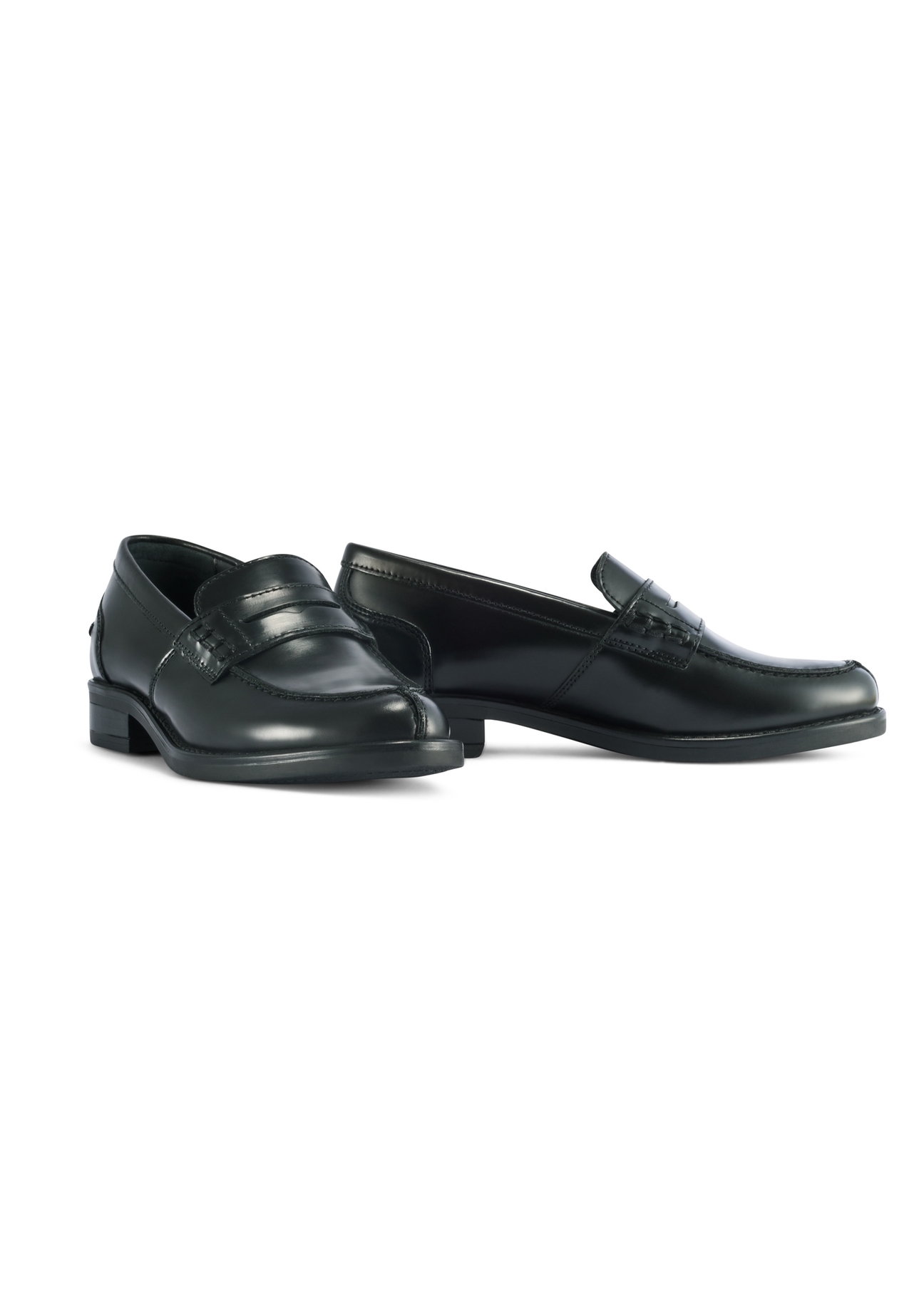Women's black leather moccasins BUTYD-1097-99(Z25), diagonal product view on a white background.