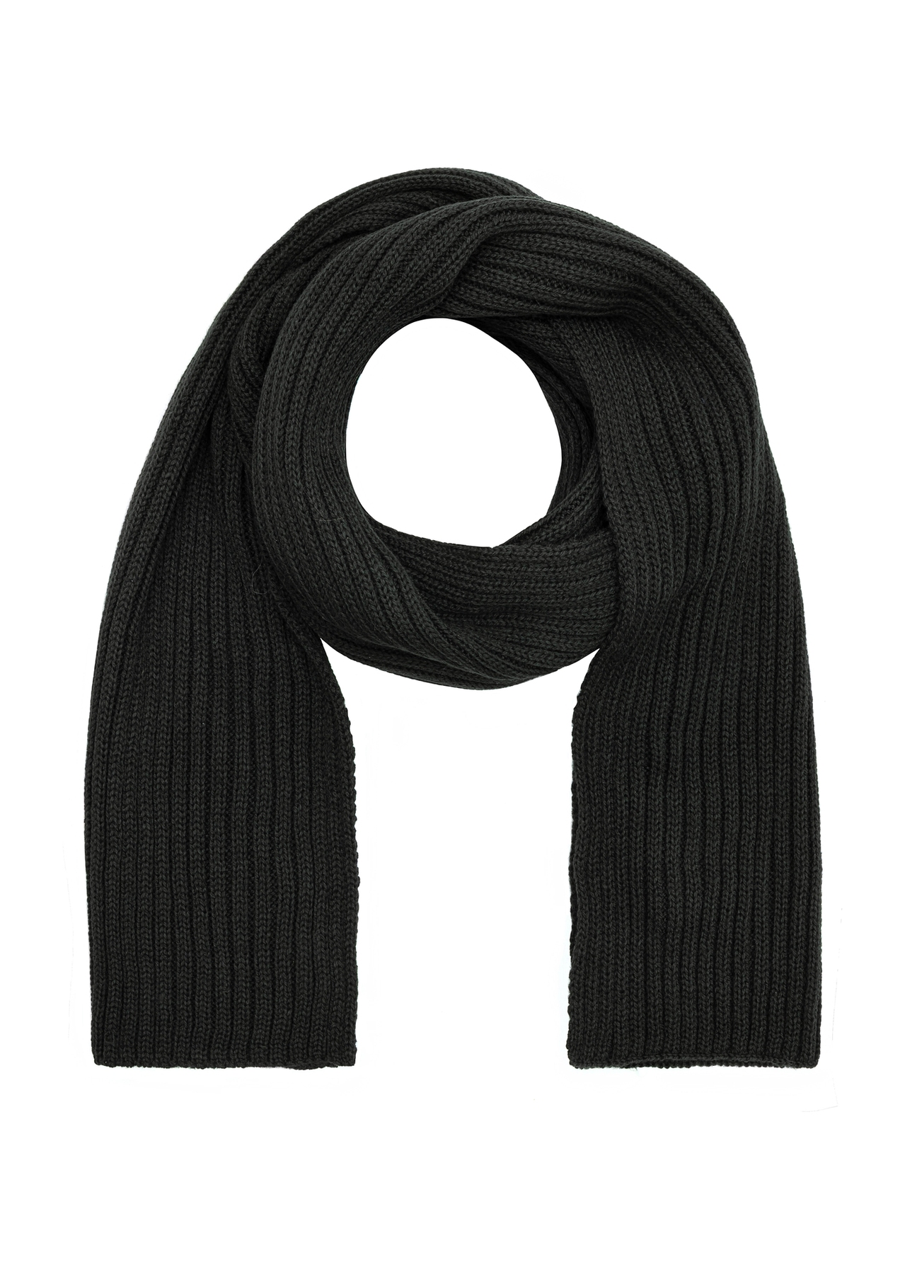 Green men's scarf SZAMT-0016-54(Z25), view of the rolled-up product on a white background.