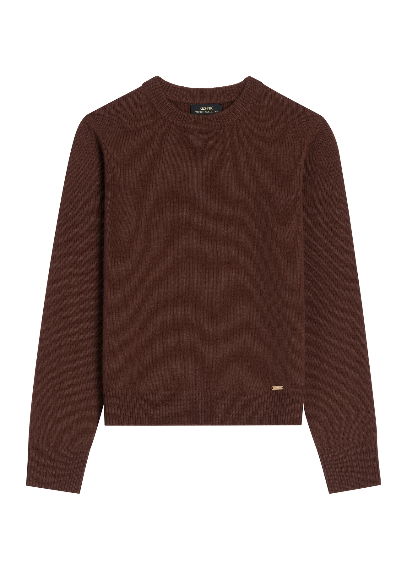 Brown women's cashmere and wool sweater SWEDT-0251A-1H(Z26), front product view on white background.