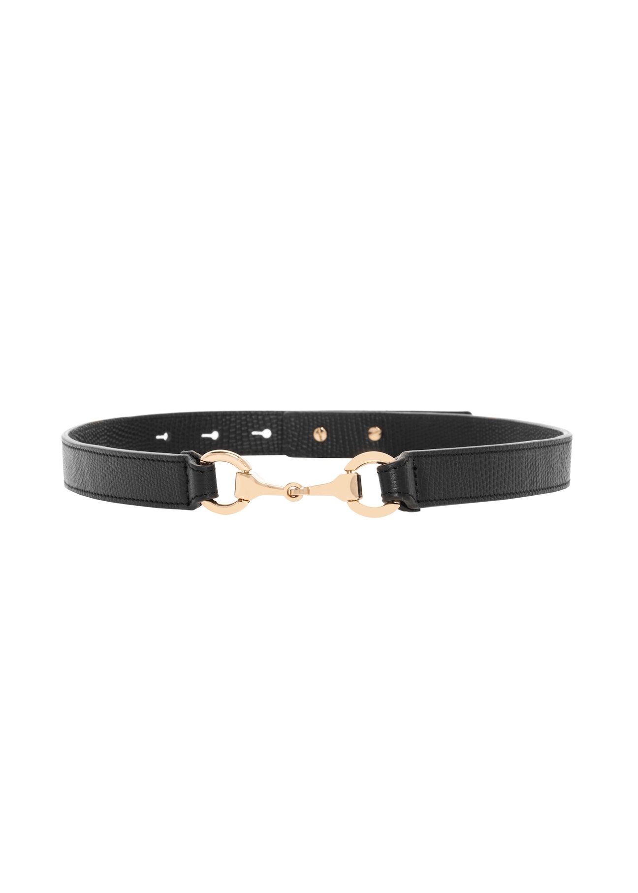 Black women's leather belt PASDS-0351-9H(Z26), front view of the product on a white background.
