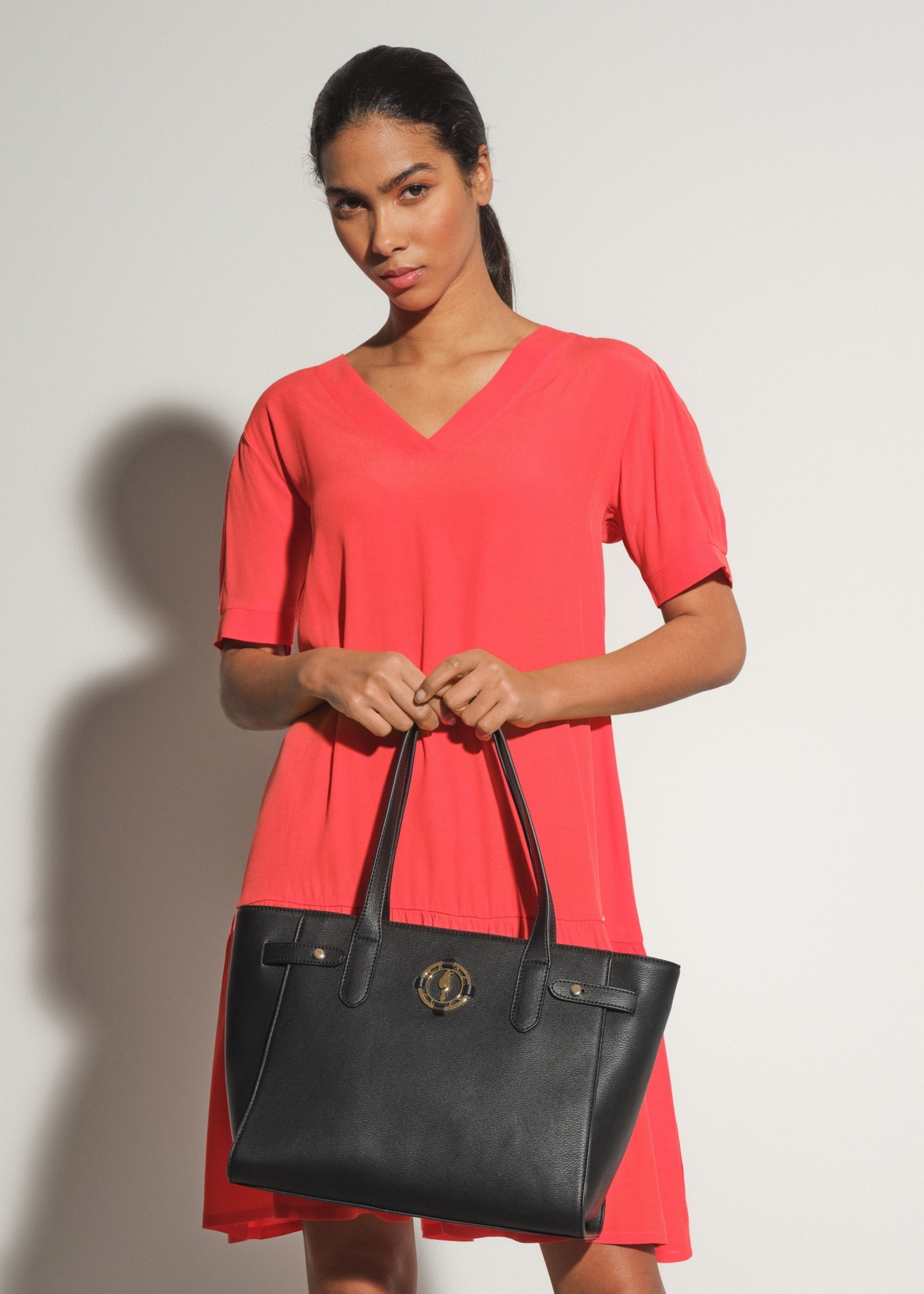 Black women's handbag with logo TOREC-0776-99(W23)-07