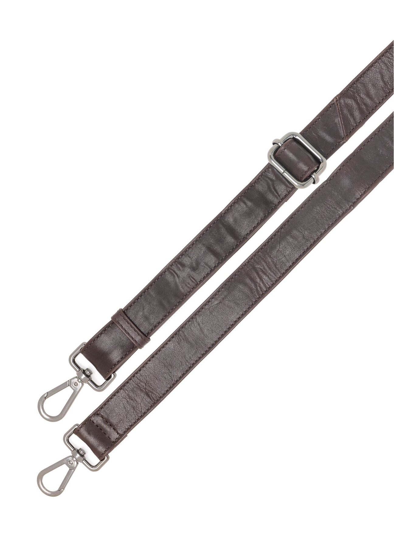 Brown men's leather waist bag TORMS-0462-1H(Z26), close-up of the product's detachable strap, view on a white background.