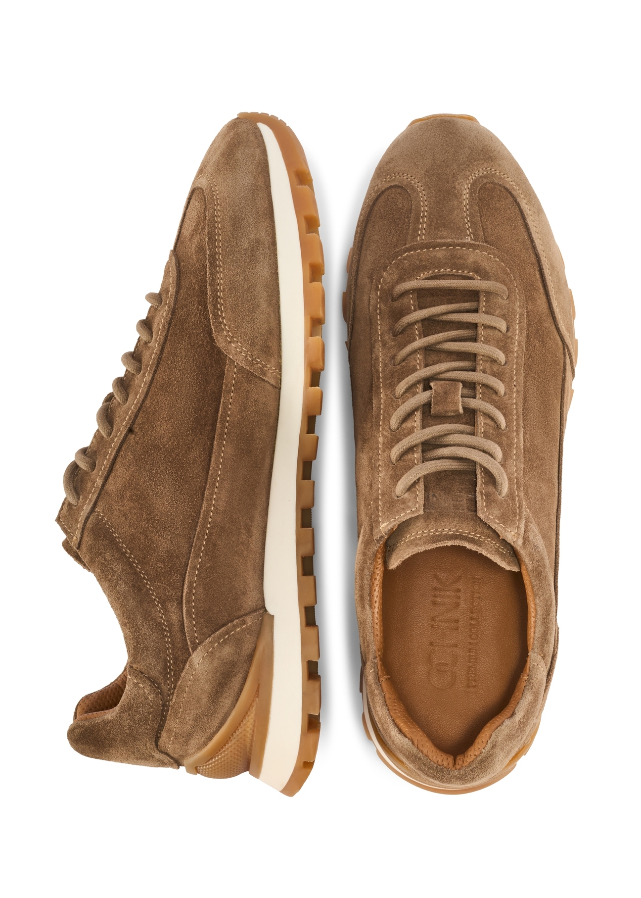 Men's suede shoes in cool beige color BUTYM-0542-1K(W26), product view from above on a white background.