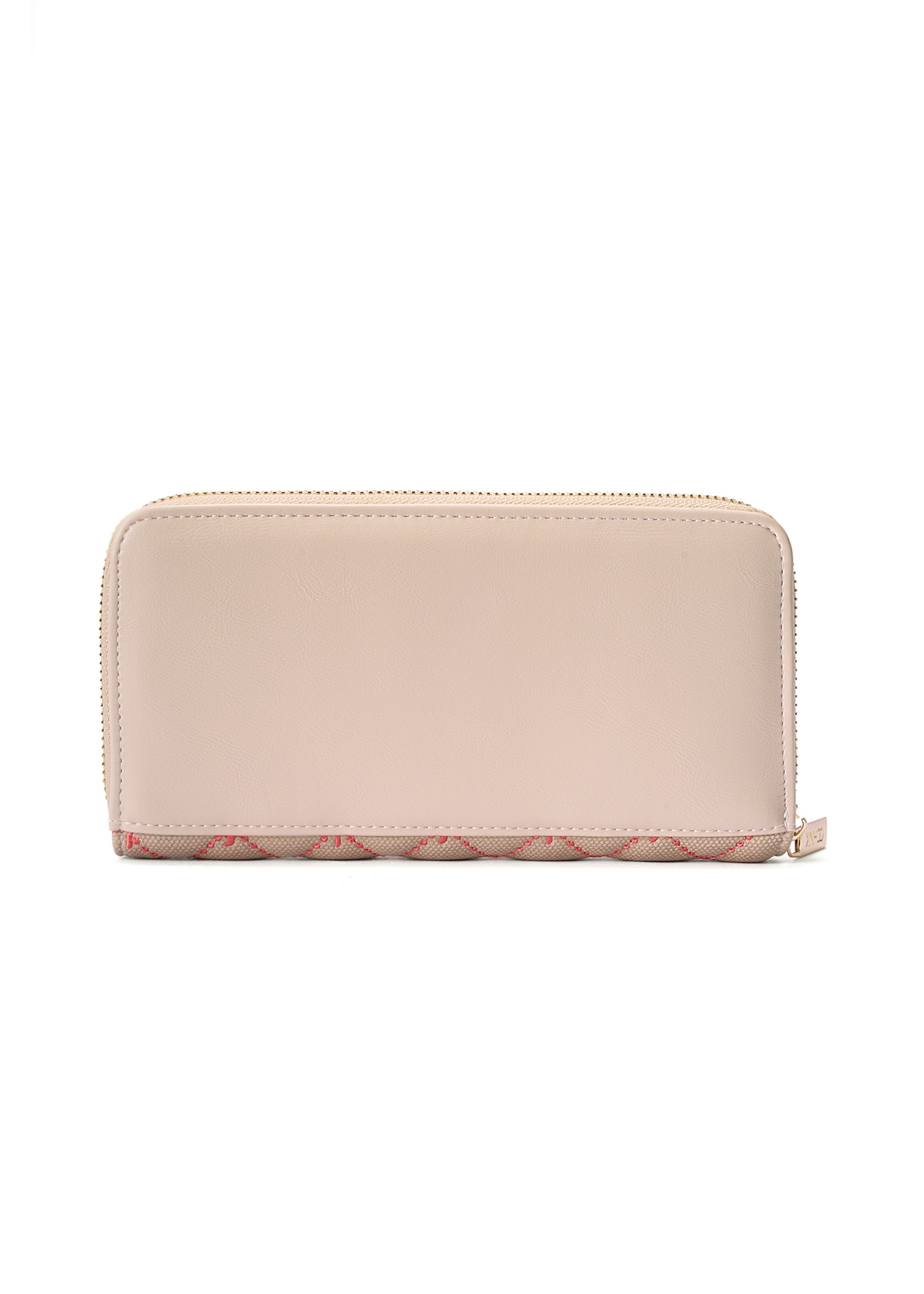 Large women's wallet in beige color POREC-0381A-15(W25), product view from the back on a white background.
