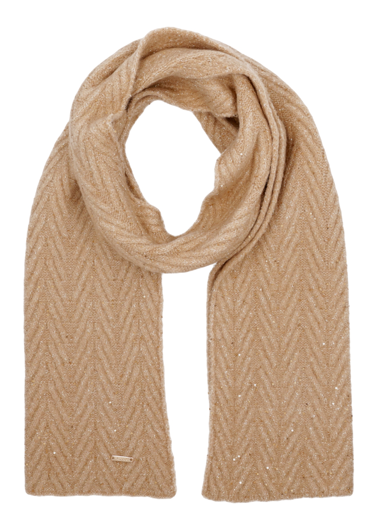 Beige hat and scarf set ZESTD-0014-1A(Z26), front view of the scarf on a white background.